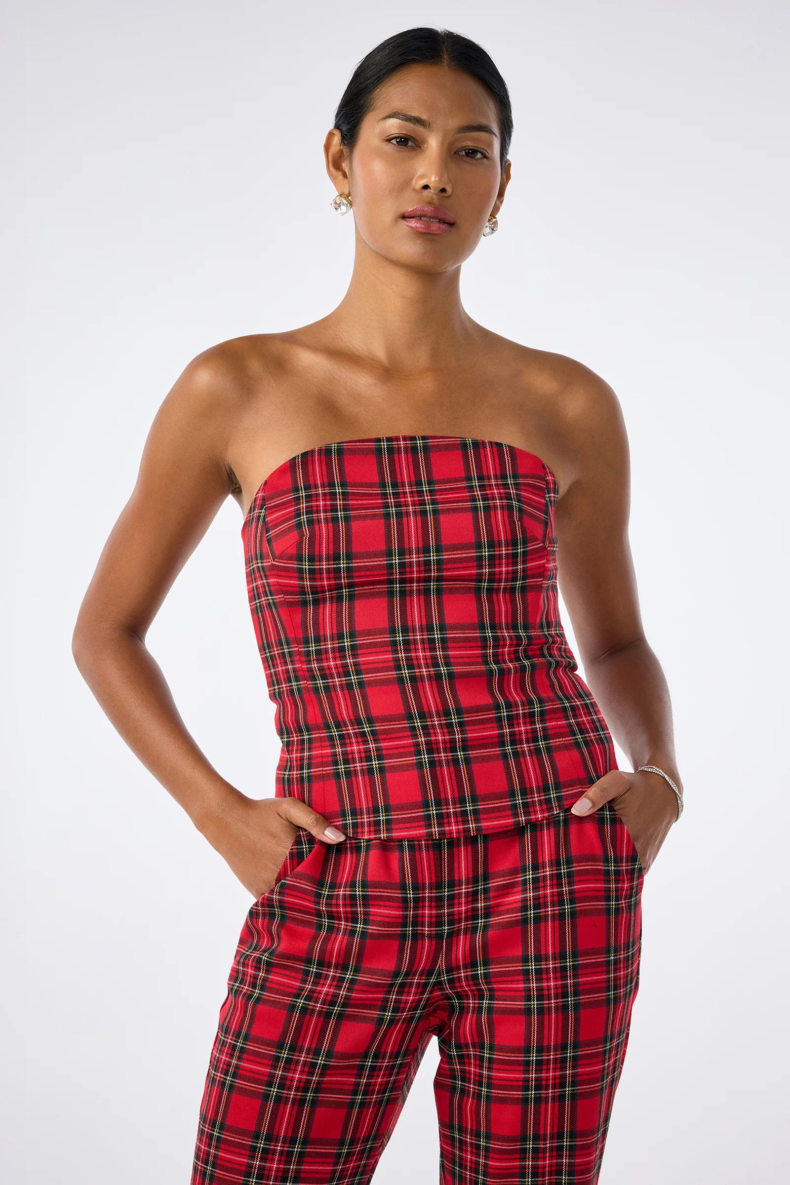 Arden Strapless Tartan Top