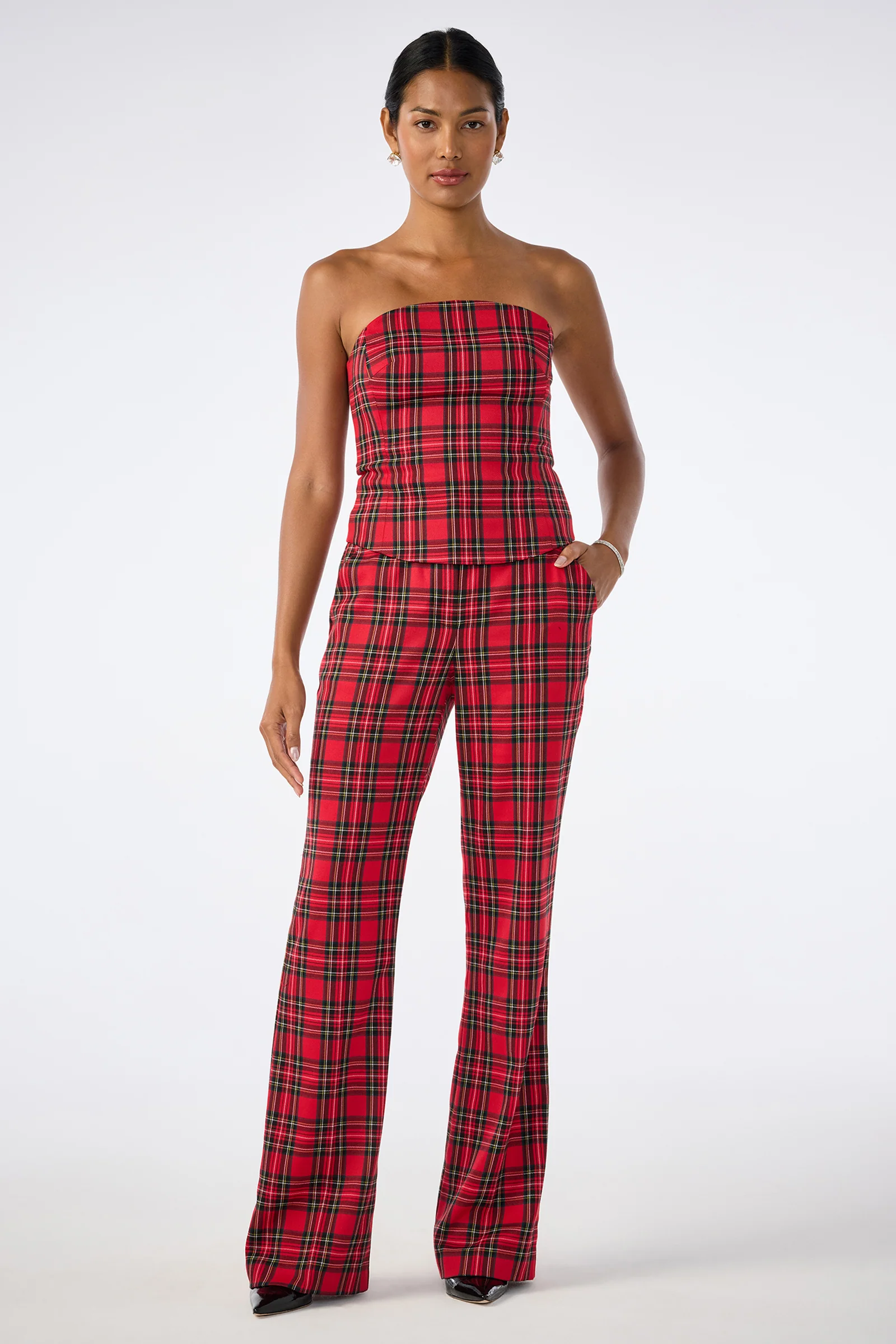Arden Strapless Tartan Top - Image 2