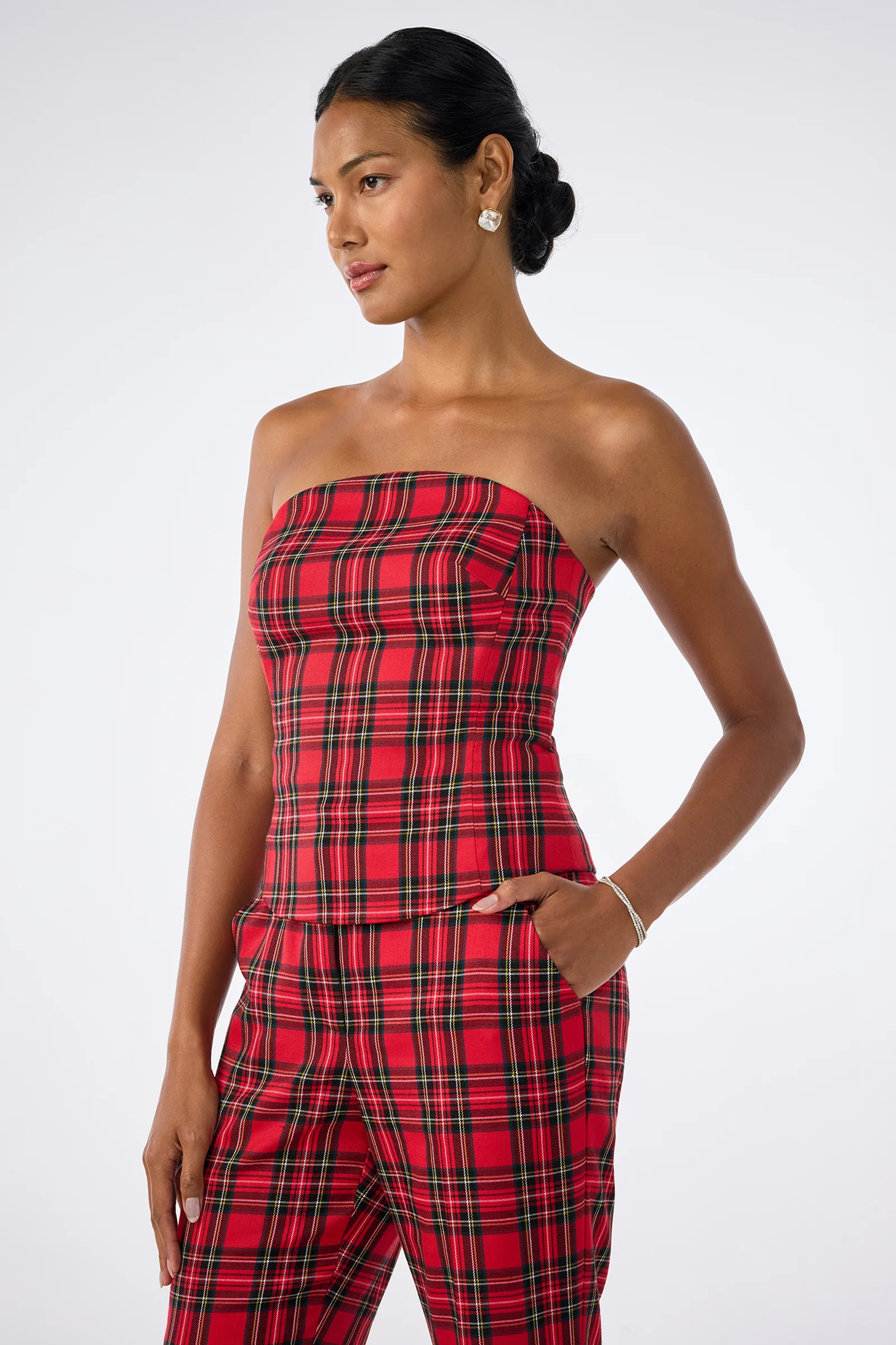 Arden Strapless Tartan Top - Image 3