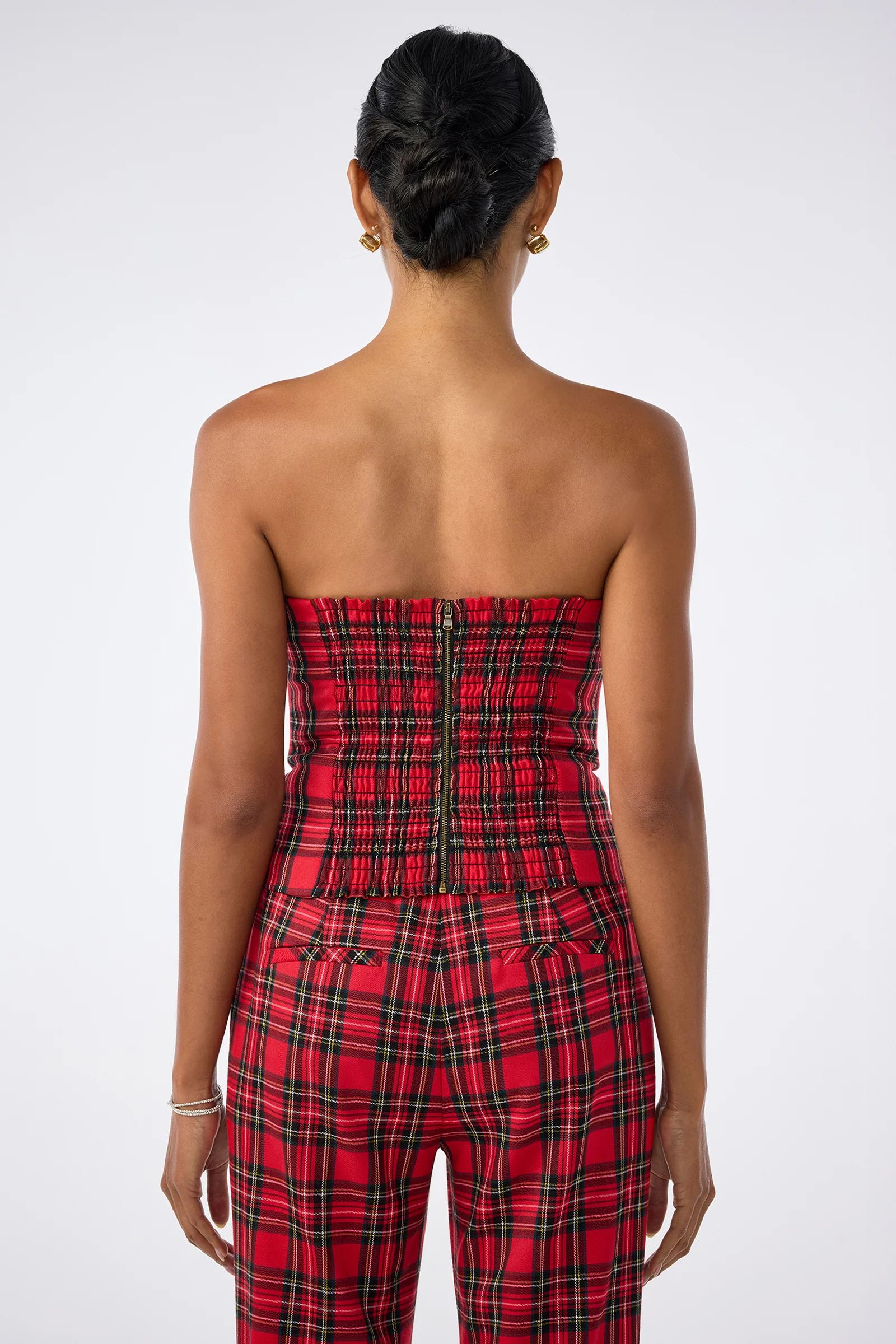 Arden Strapless Tartan Top - Image 4