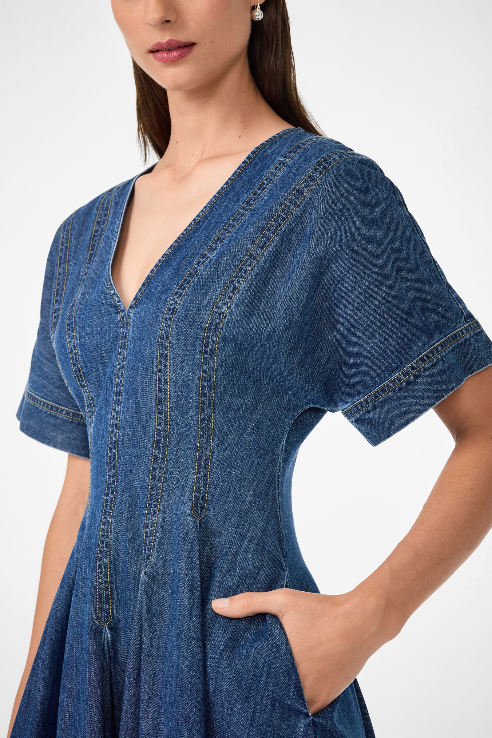 Ashe Short-Sleeve Denim Dress - Image 5