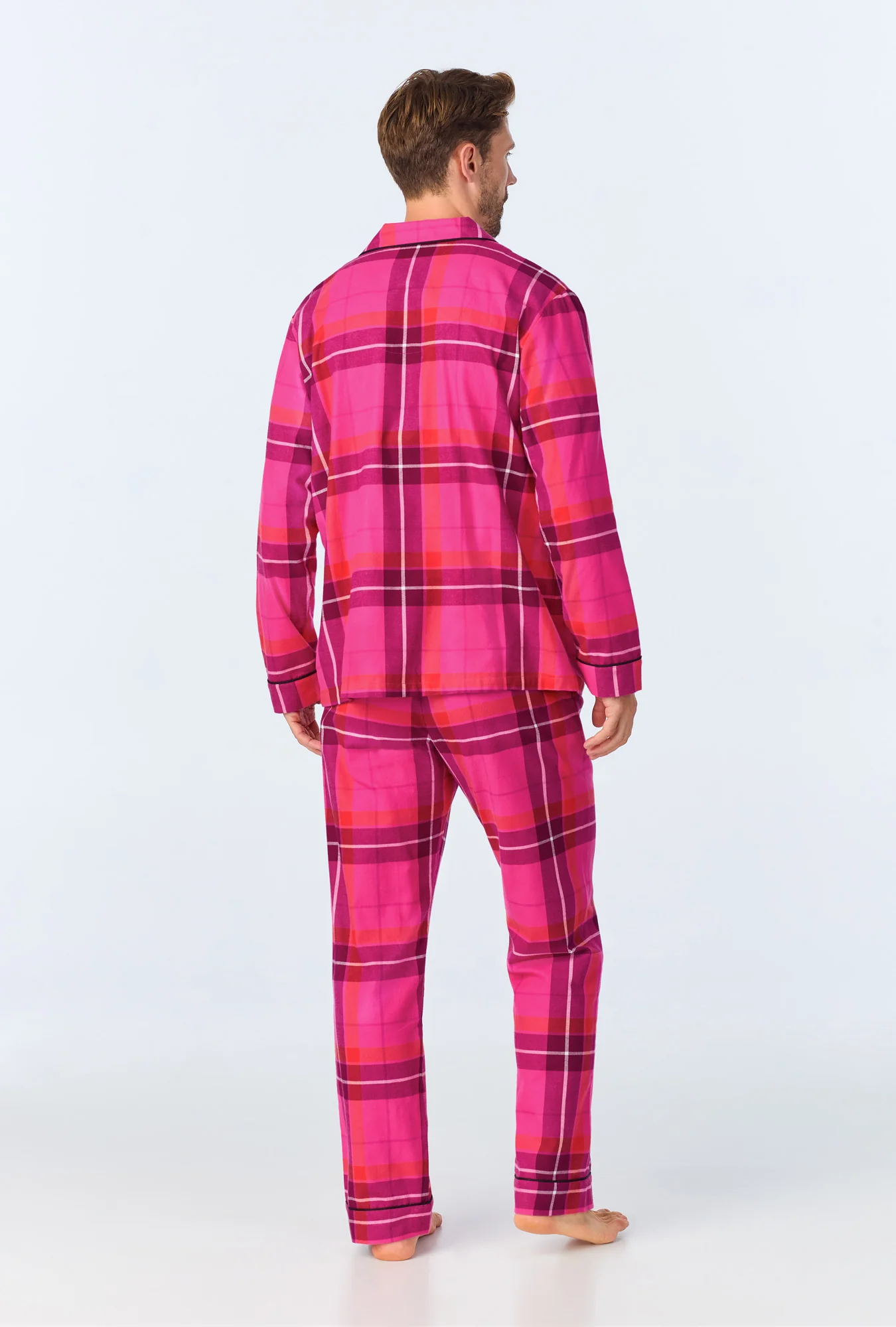 Aurora Plaid Men's Long Sleeve Long Pant Flannel PJ Set - Image 3