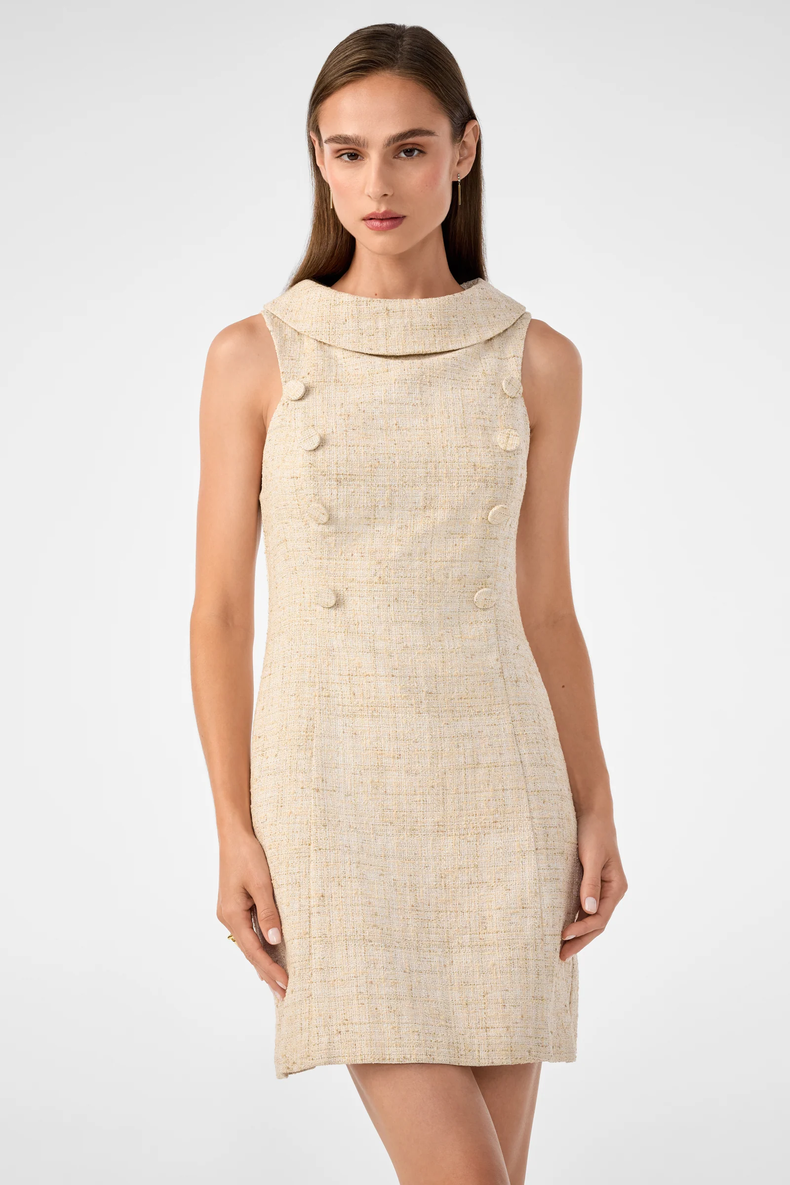 Beziers Sleeveless Tweed Dress - Image 2