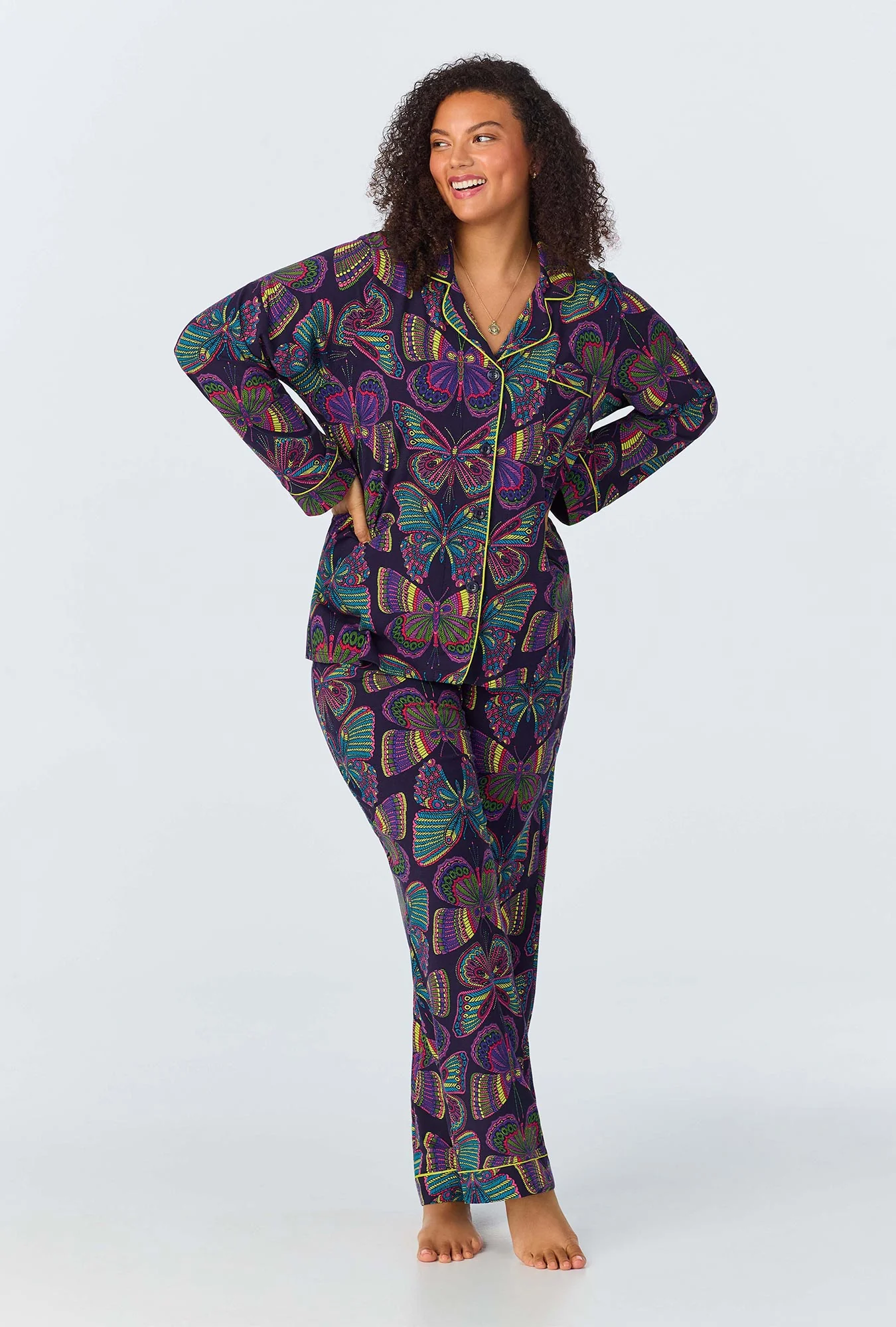 Butterflies Women's Long Sleeve Long Pant Jersey PJ Set