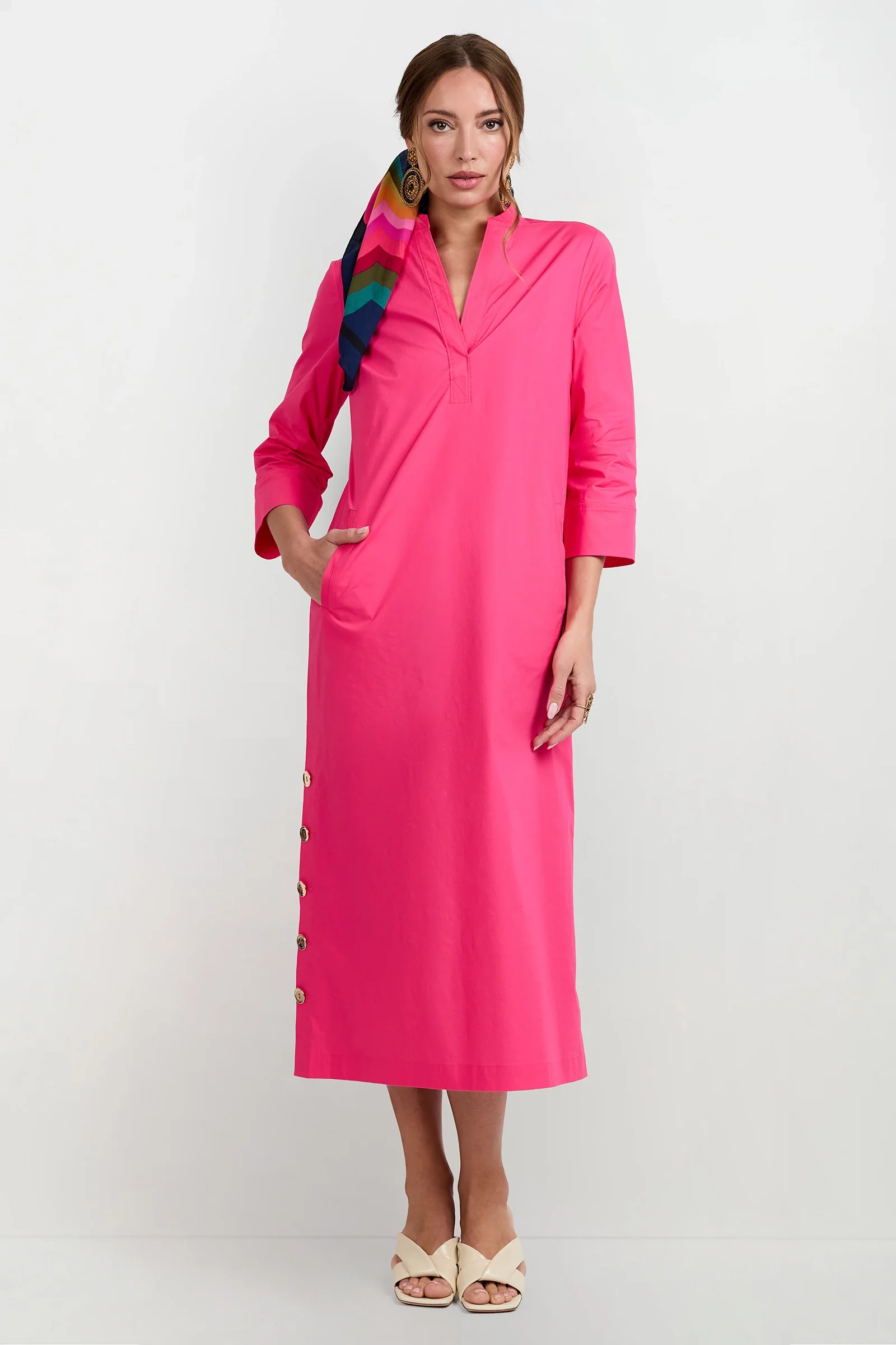 Capella Mandarin Collar Maxi Dress