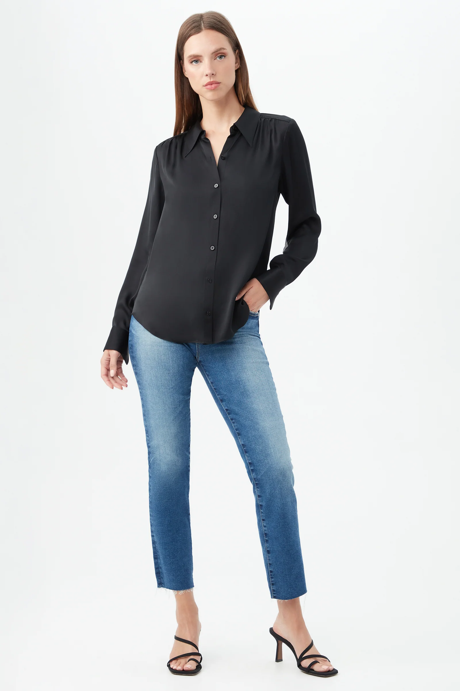 Cassavetes Long-Sleeve Stretch Silk Button-Up Shirt - Image 6