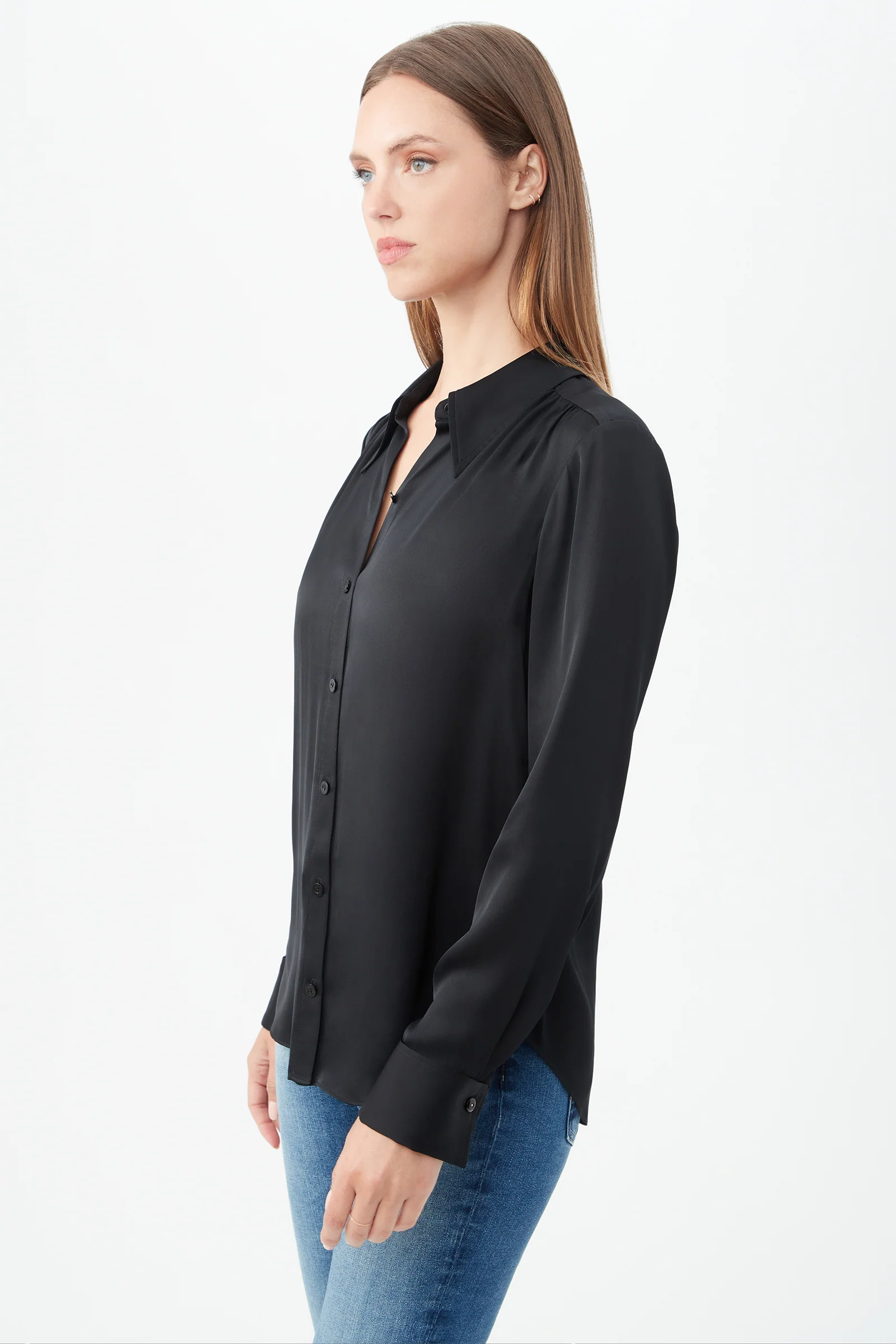 Cassavetes Long-Sleeve Stretch Silk Button-Up Shirt - Image 8