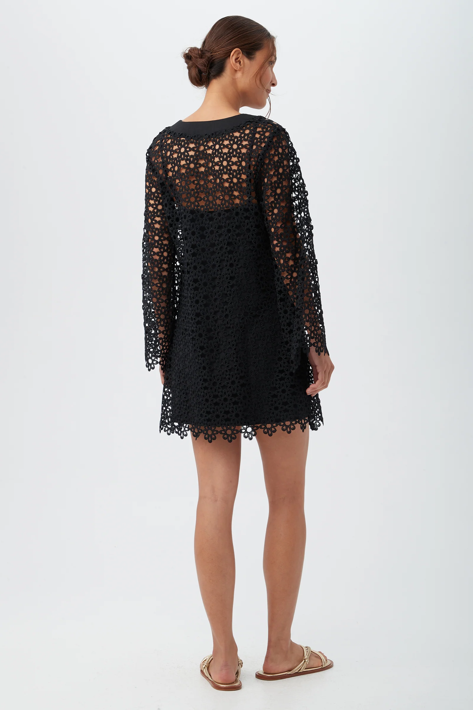 Women's Chateau Lace Long Sleeve V-Neck Swim Cover-Up Dress - Image 3