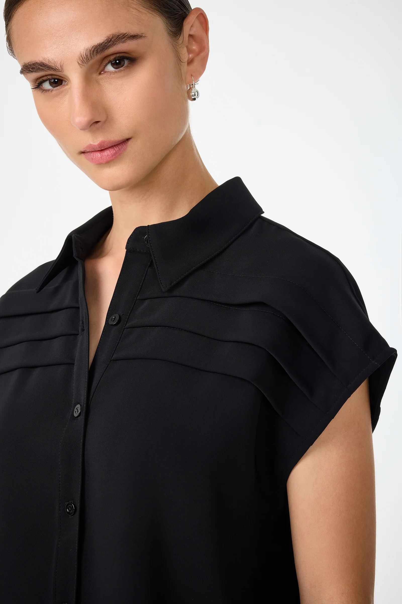Cheri Pleated Button-Front Top - Image 5