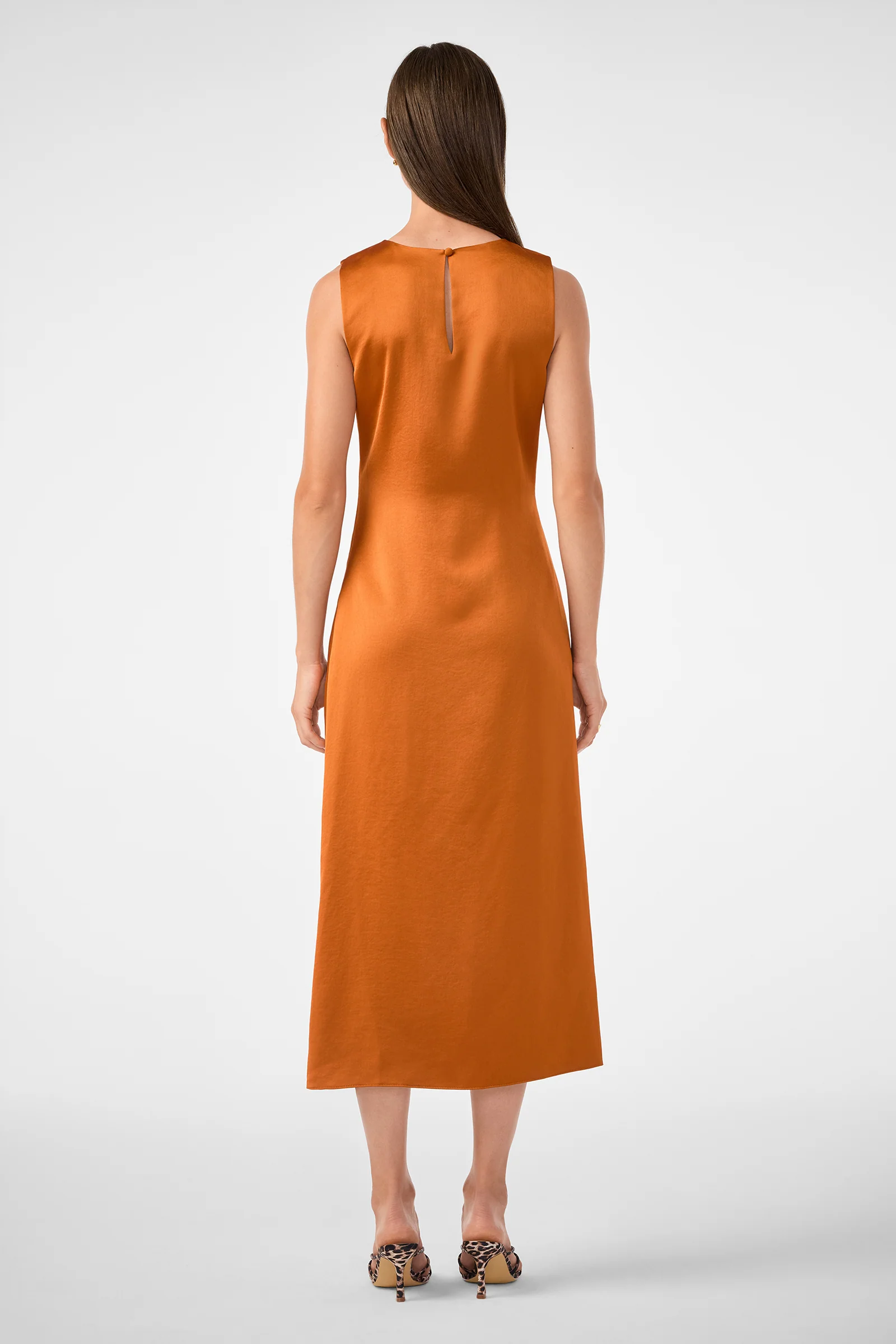 Chestnut Ruched Midi Dress - Image 8