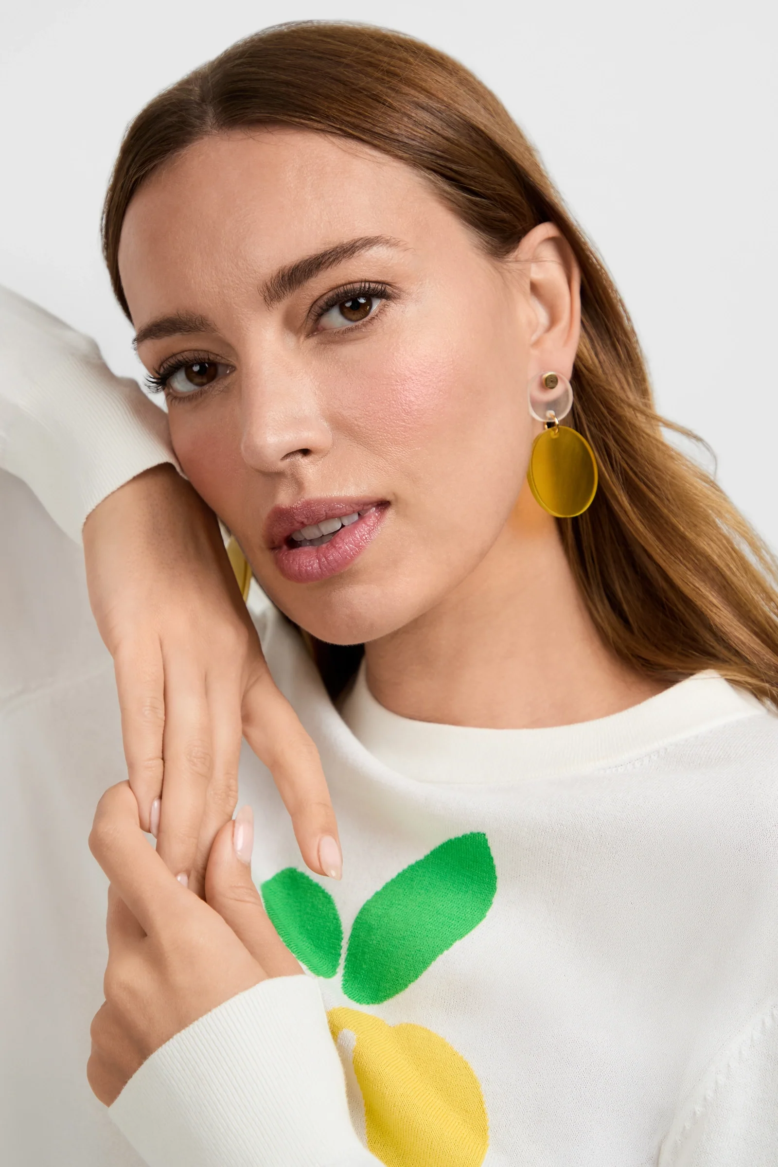 Citron Round Drop Earrings