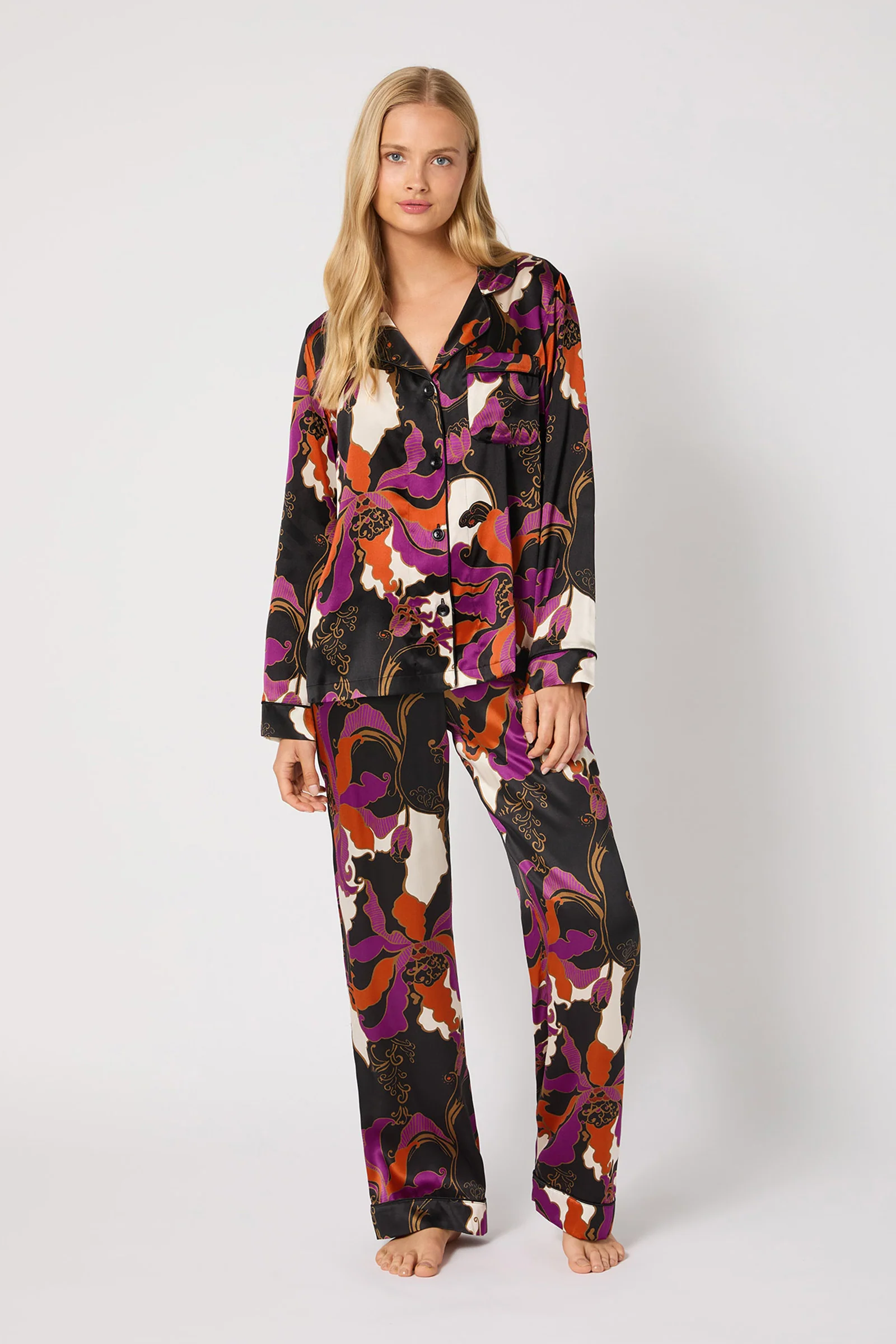 Classic Silk PJ Set - Fall Floral