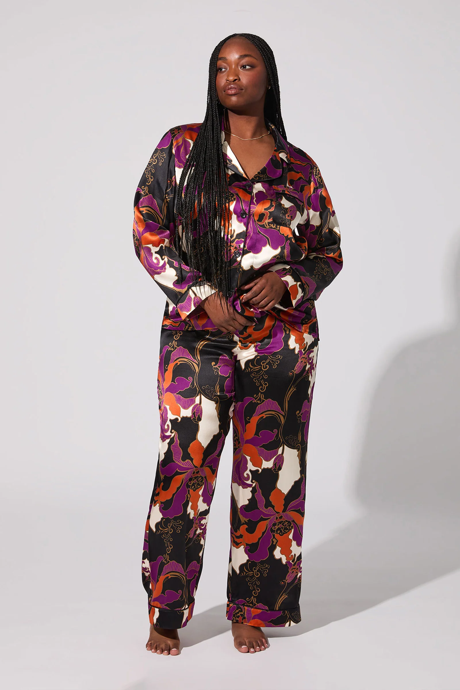 Classic Silk PJ Set - Fall Floral - Image 4