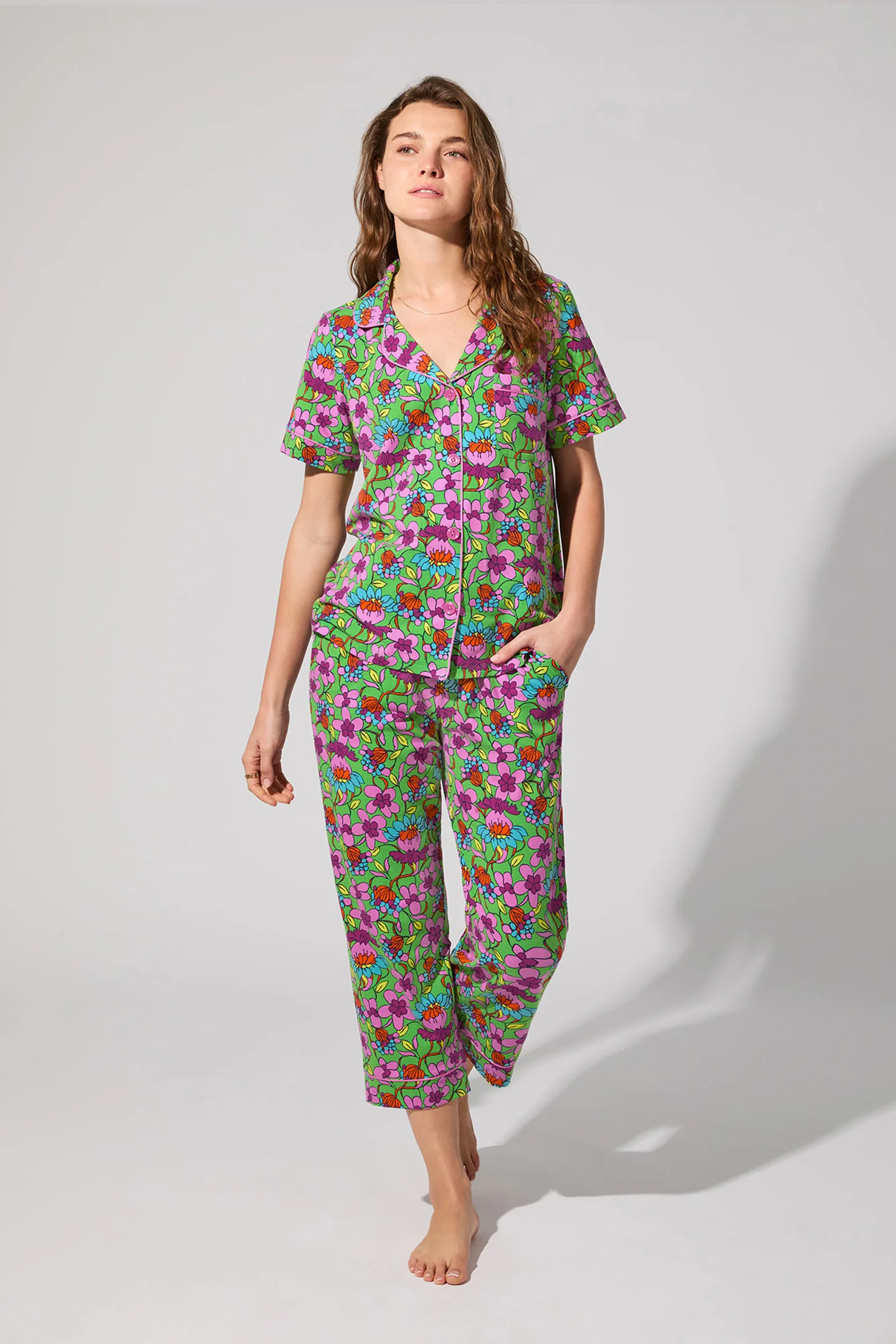 Crop PJ Set - Garden Floral