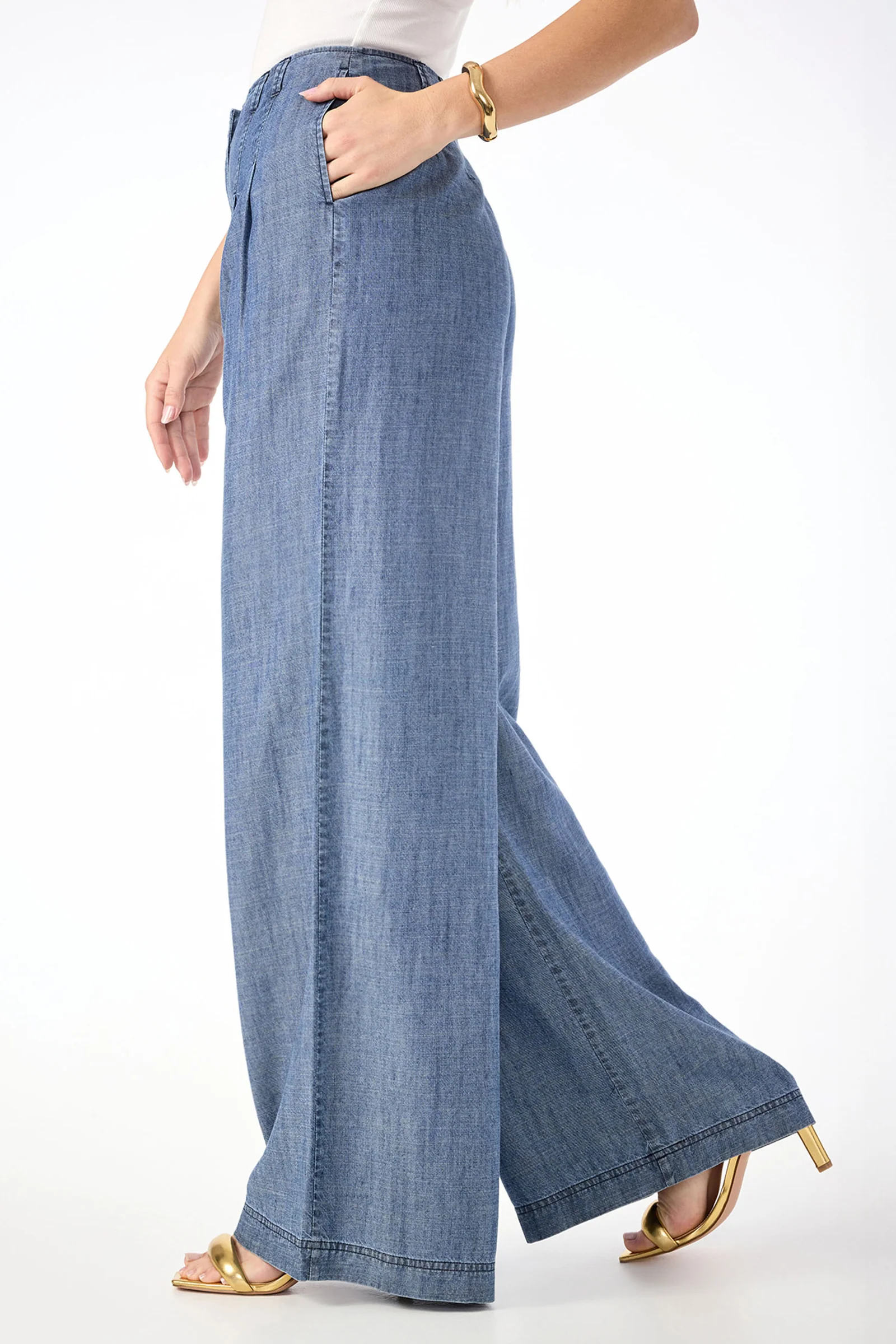 Dans Wide-Leg Chambray Pant - Image 4
