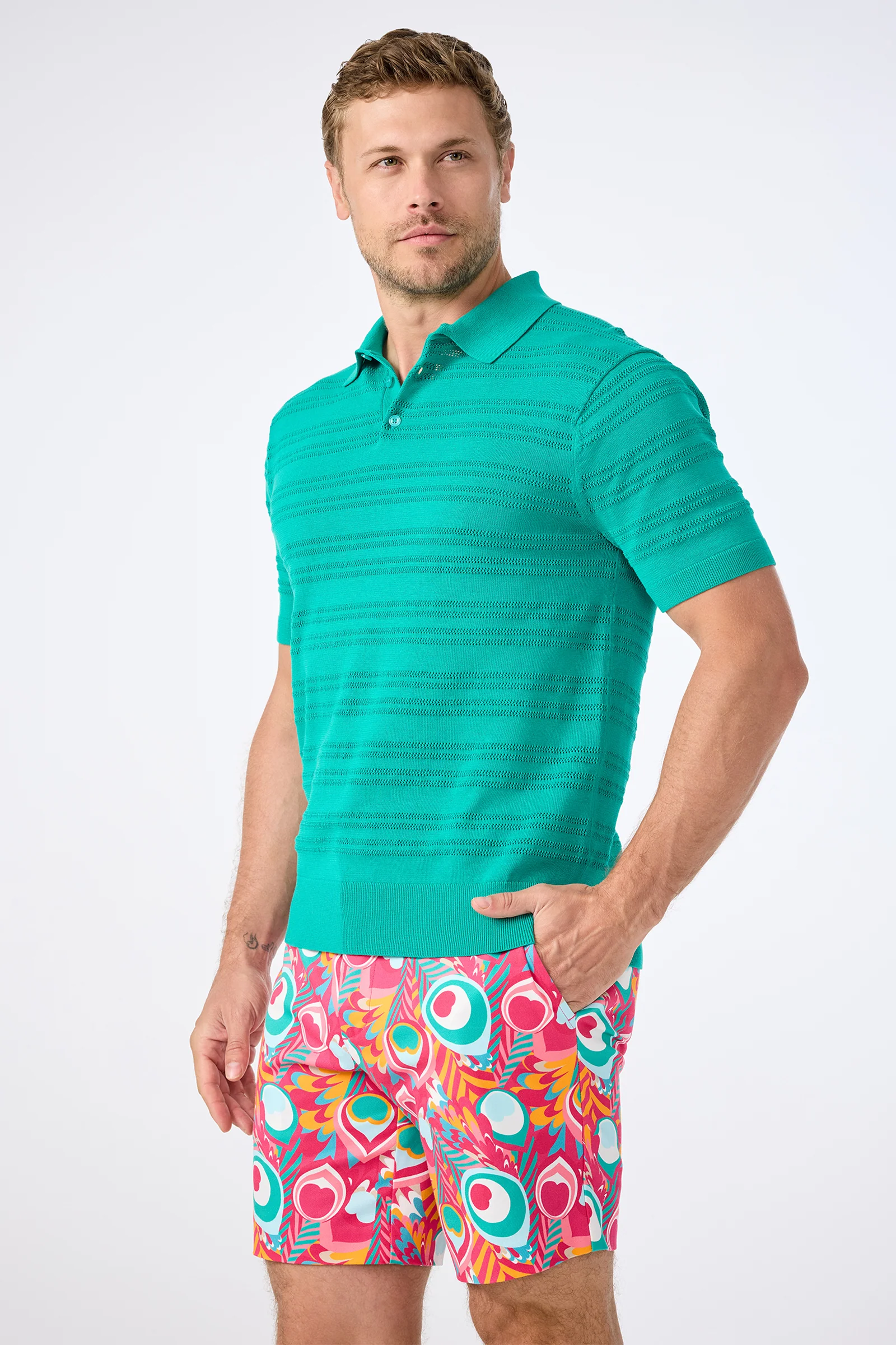 Edison Short-Sleeve Striped Polo - Image 4
