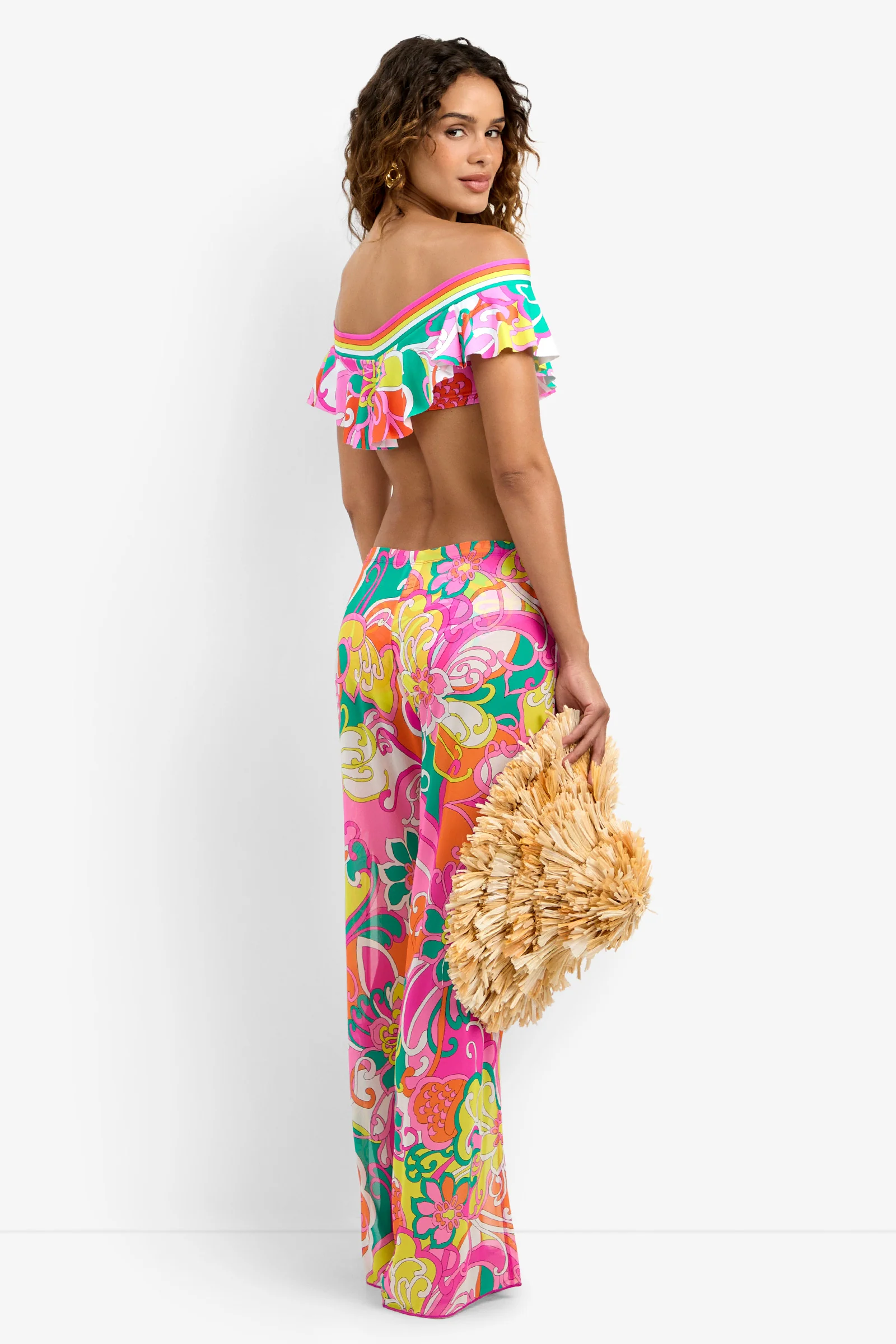 Off The Shoulder Ruffle Bandeau Swim Top - Image 3