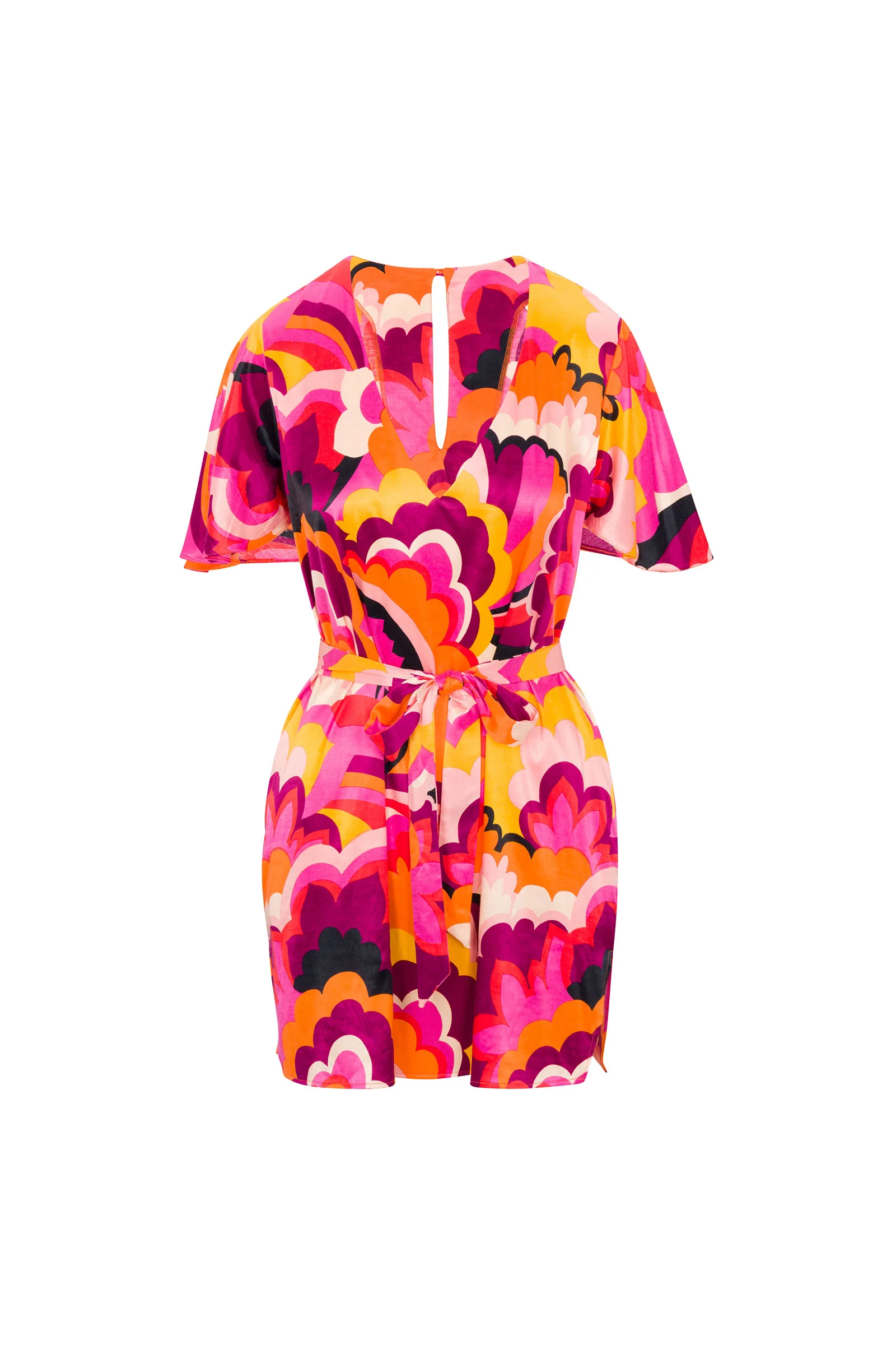 Women's Fan Faire Short Sleeve V-Neck Swim Cover-Up Dress - Image 2