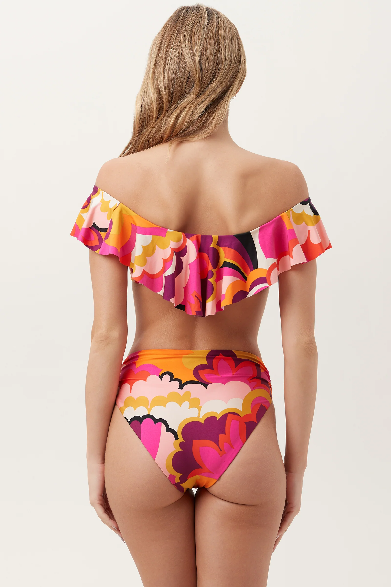Women's Fan Faire Off The Shoulder Ruffle Bandeau Swim Top - Image 3