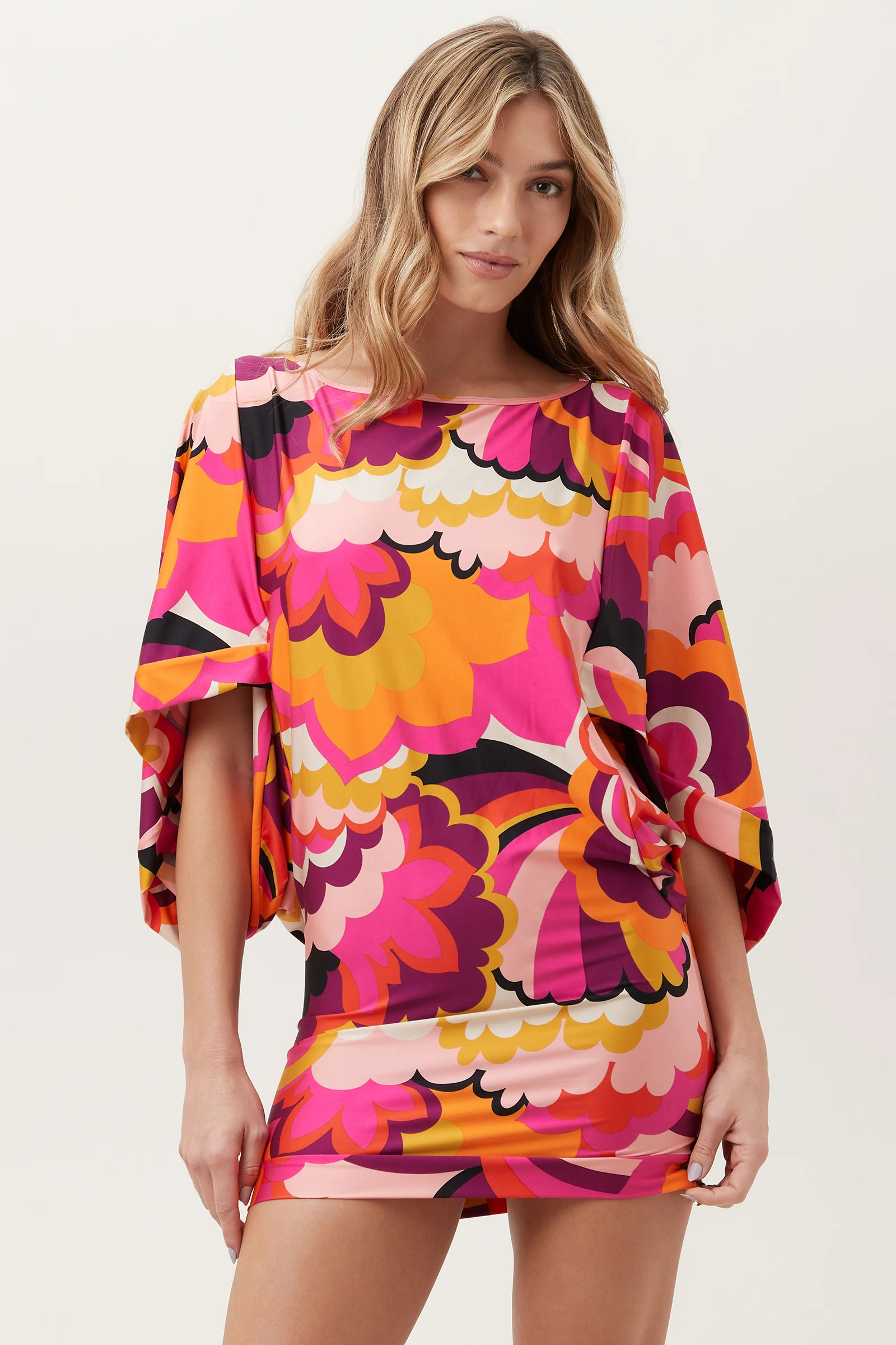 Women's Fan Faire Boatneck Tunic Swim Cover-Up Dress