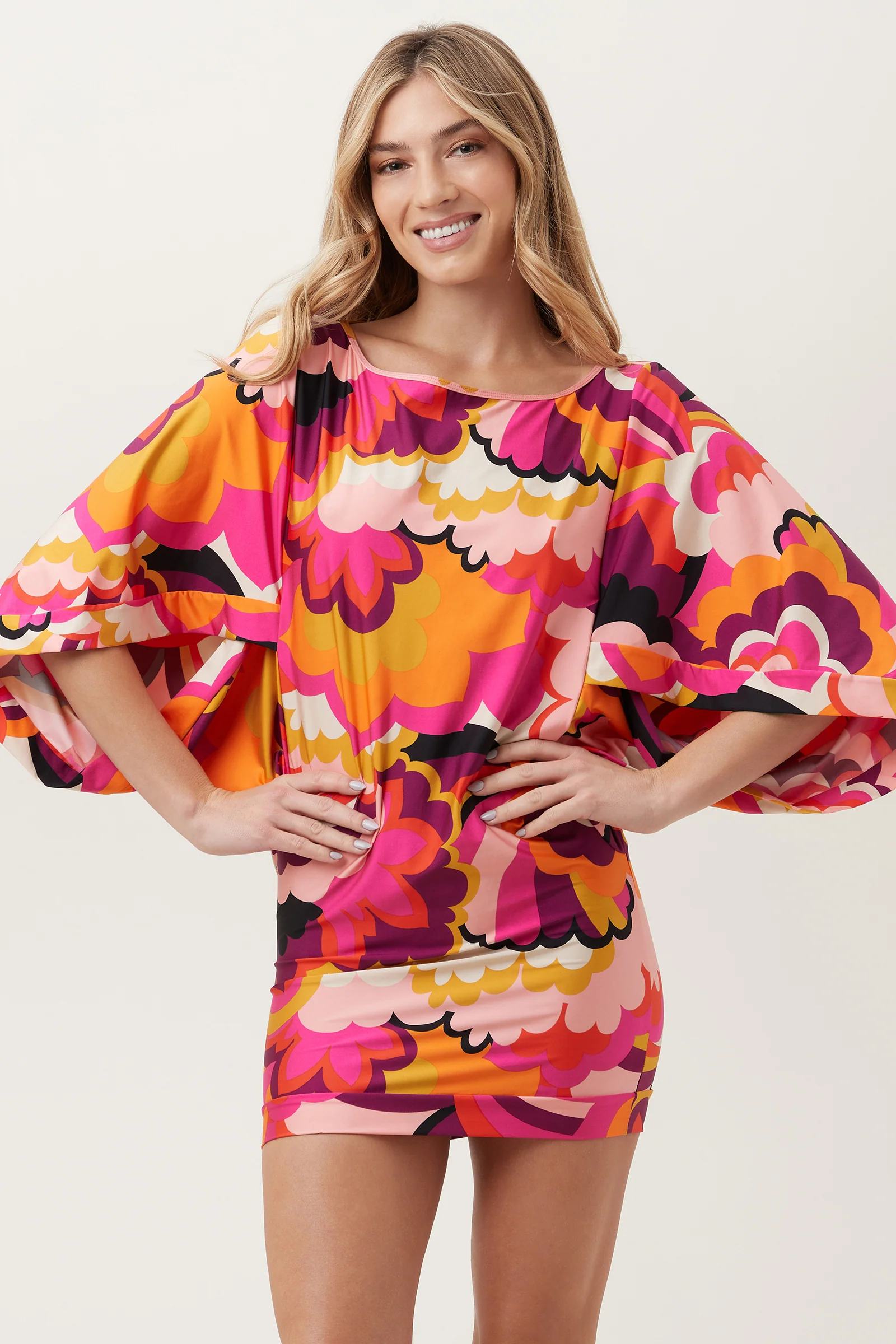 Women's Fan Faire Boatneck Tunic Swim Cover-Up Dress - Image 4