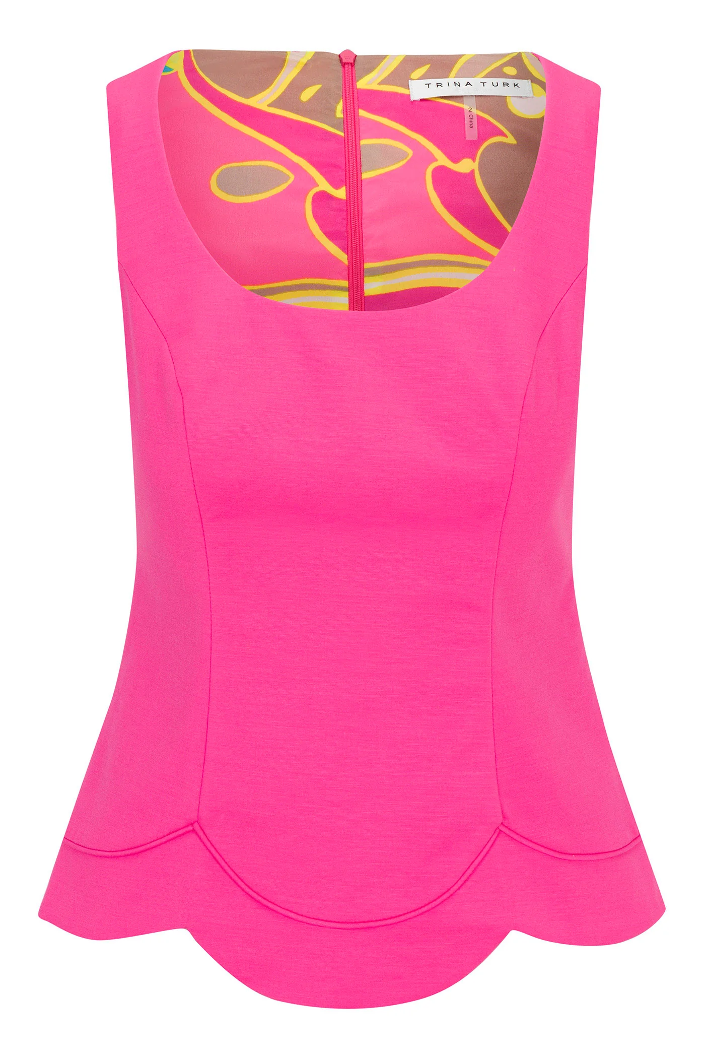 Forehand Sleeveless Scallop-Hem Top - Solid Suiting - Image 5