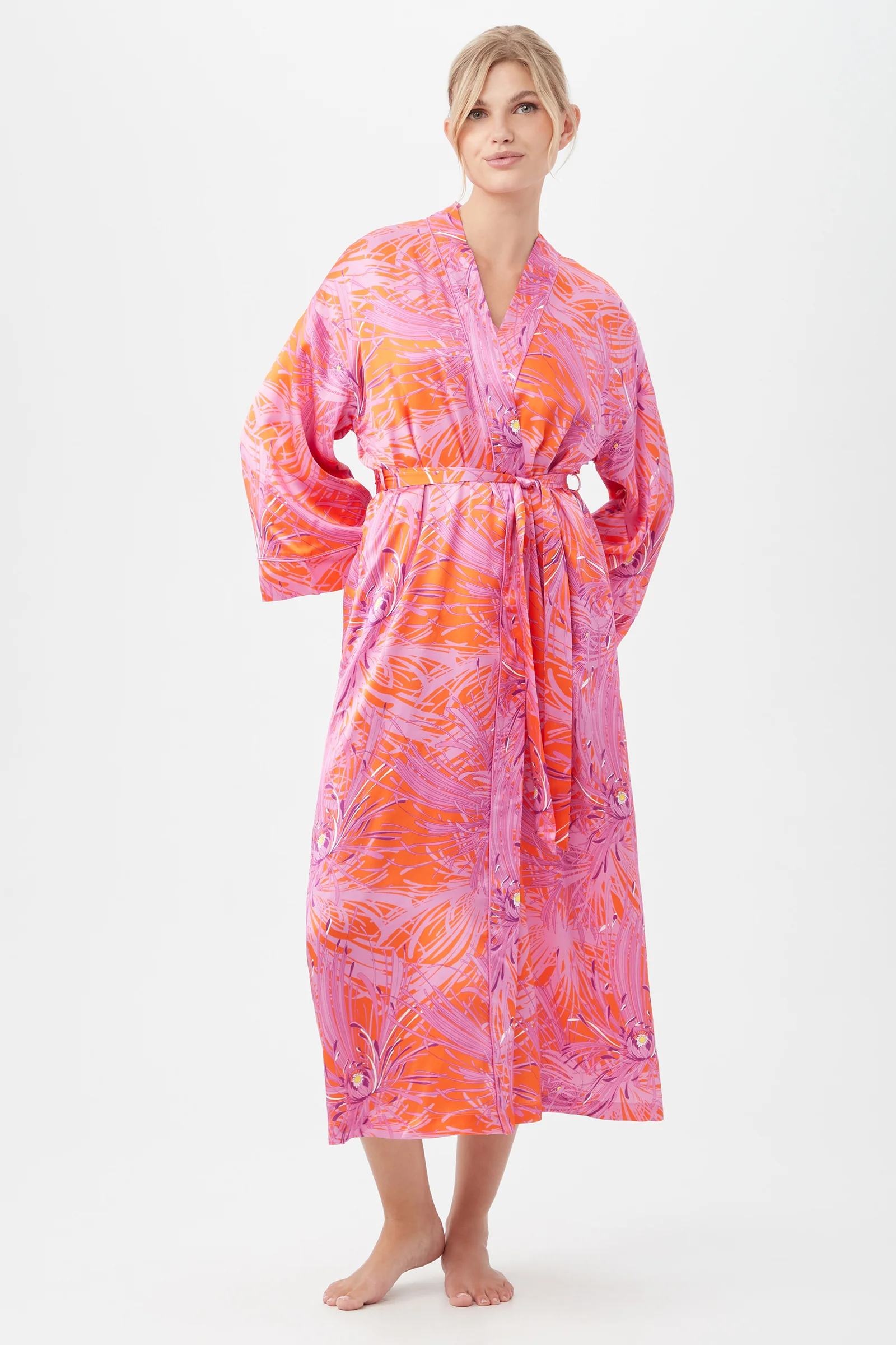 Fuji Mums Women's Long Sleeve Long Silk Robe - Image 3