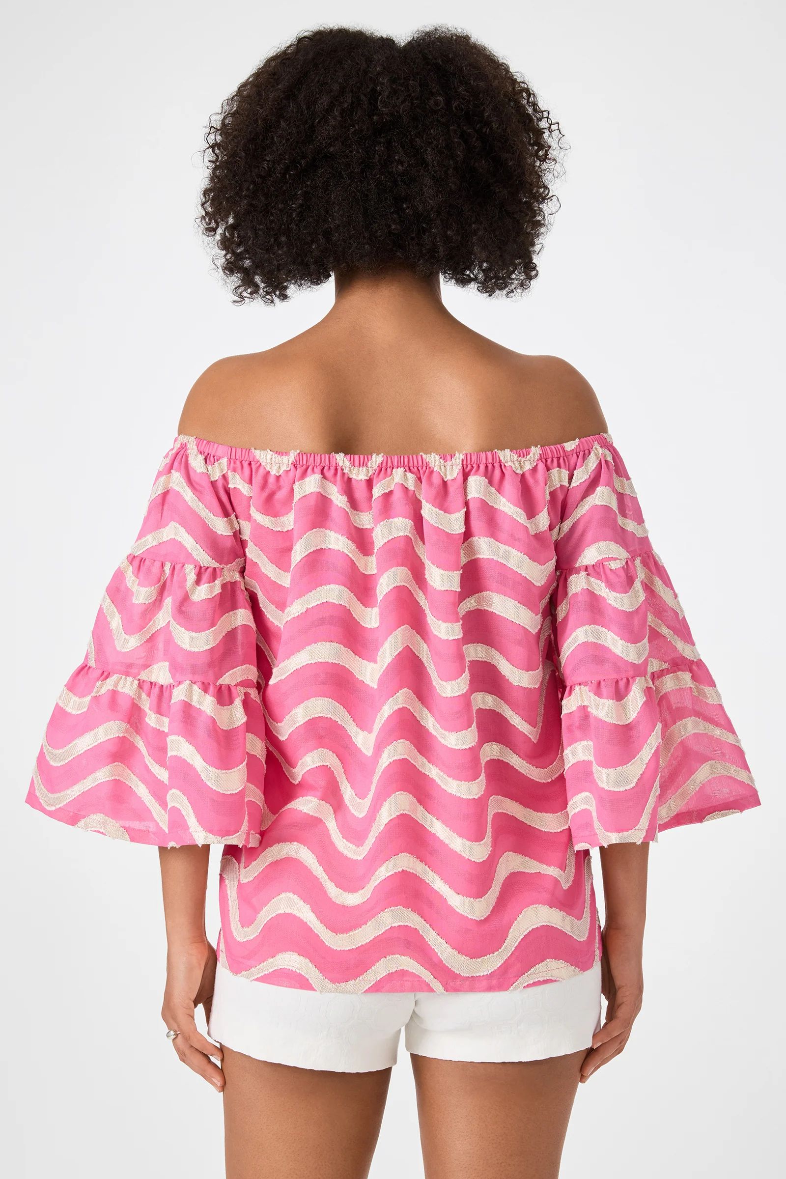 Garnish Off-Shoulder Top - Pinku - Image 5