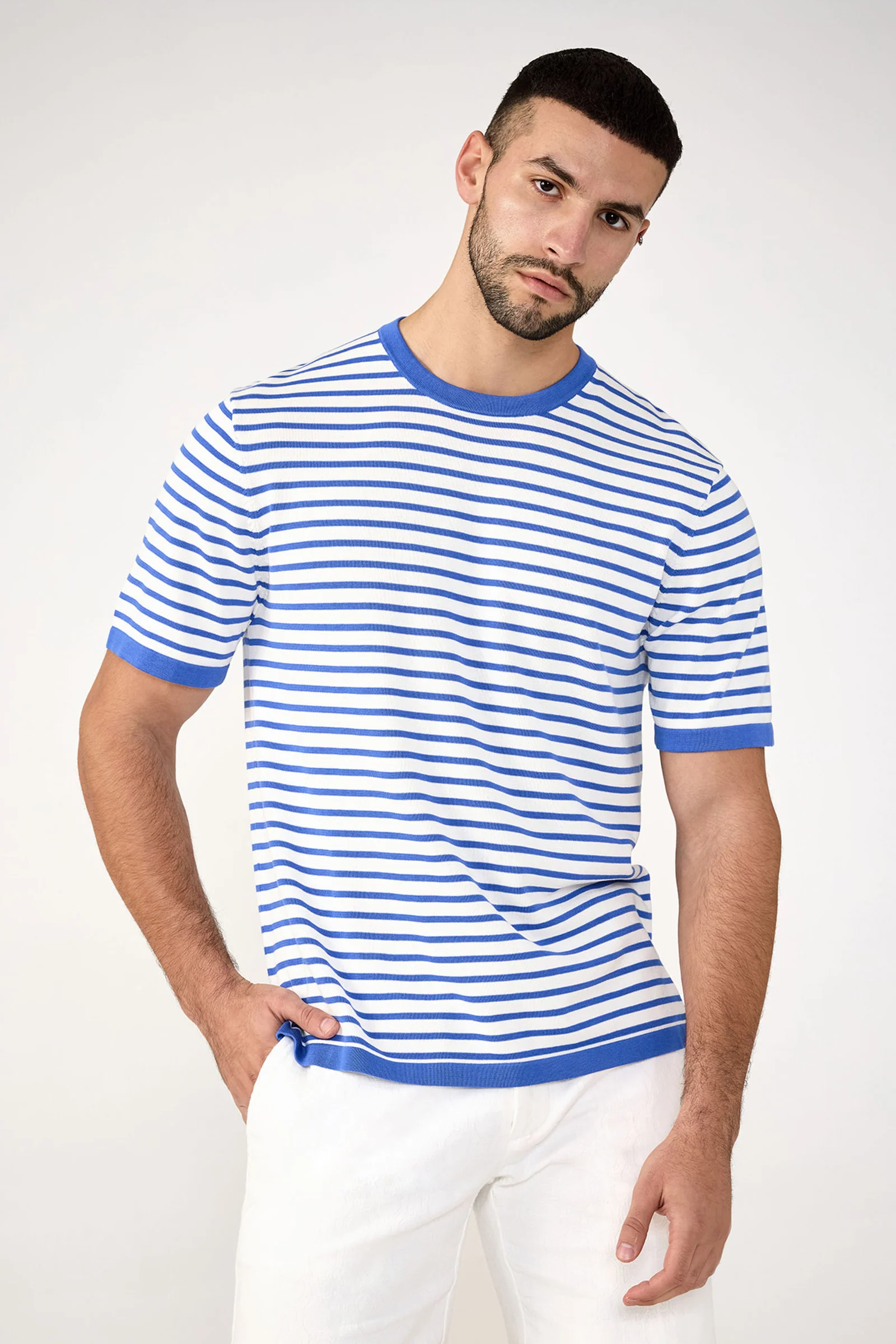 Giovanni Stripe Short-Sleeve Pullover - Image 5