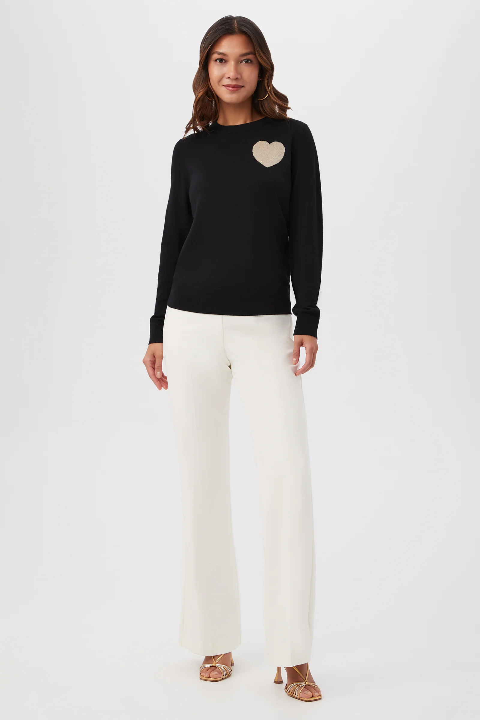 Gold Heart Merino Wool Crewneck Sweater - Image 2