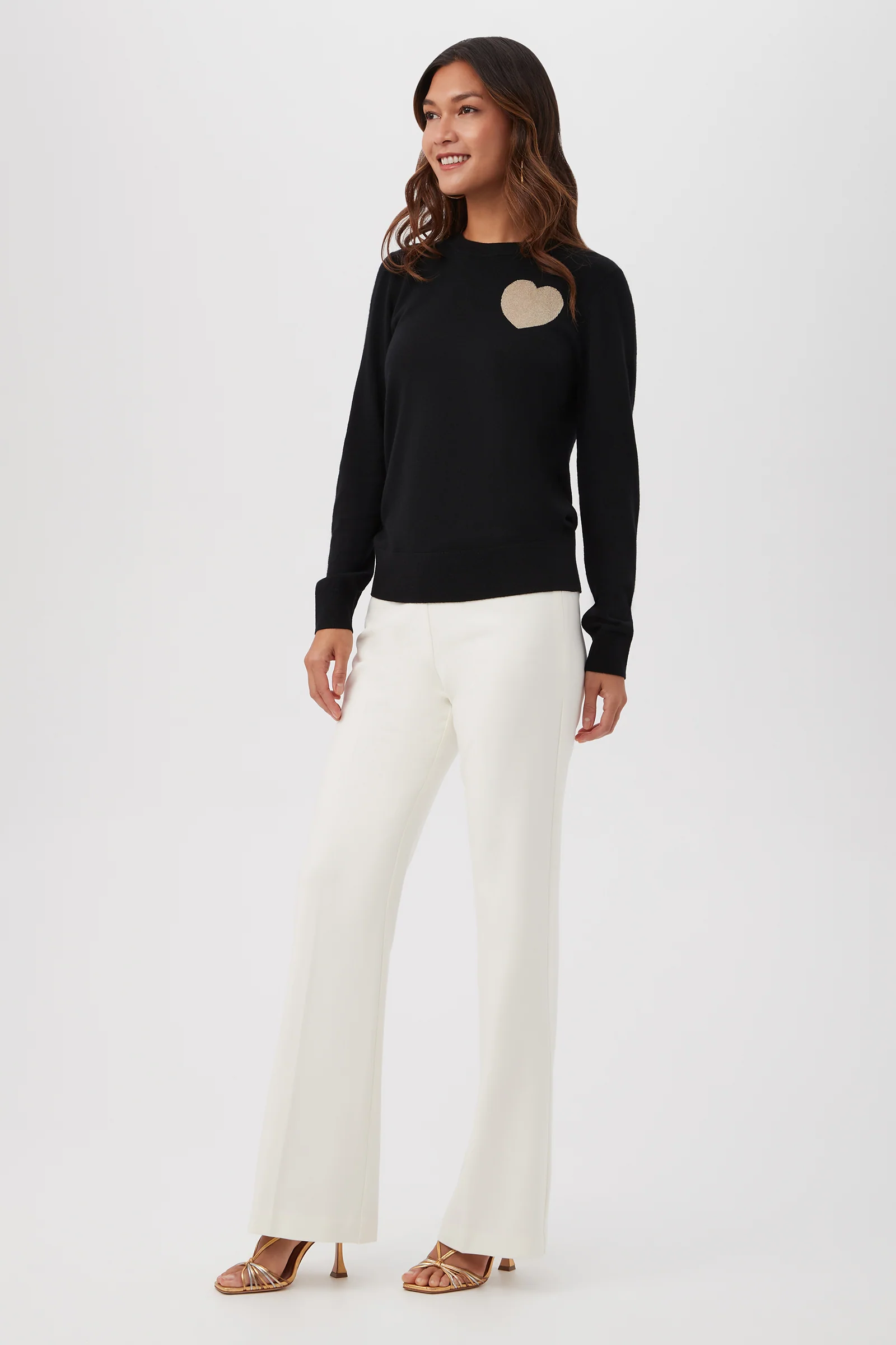 Gold Heart Merino Wool Crewneck Sweater - Image 3
