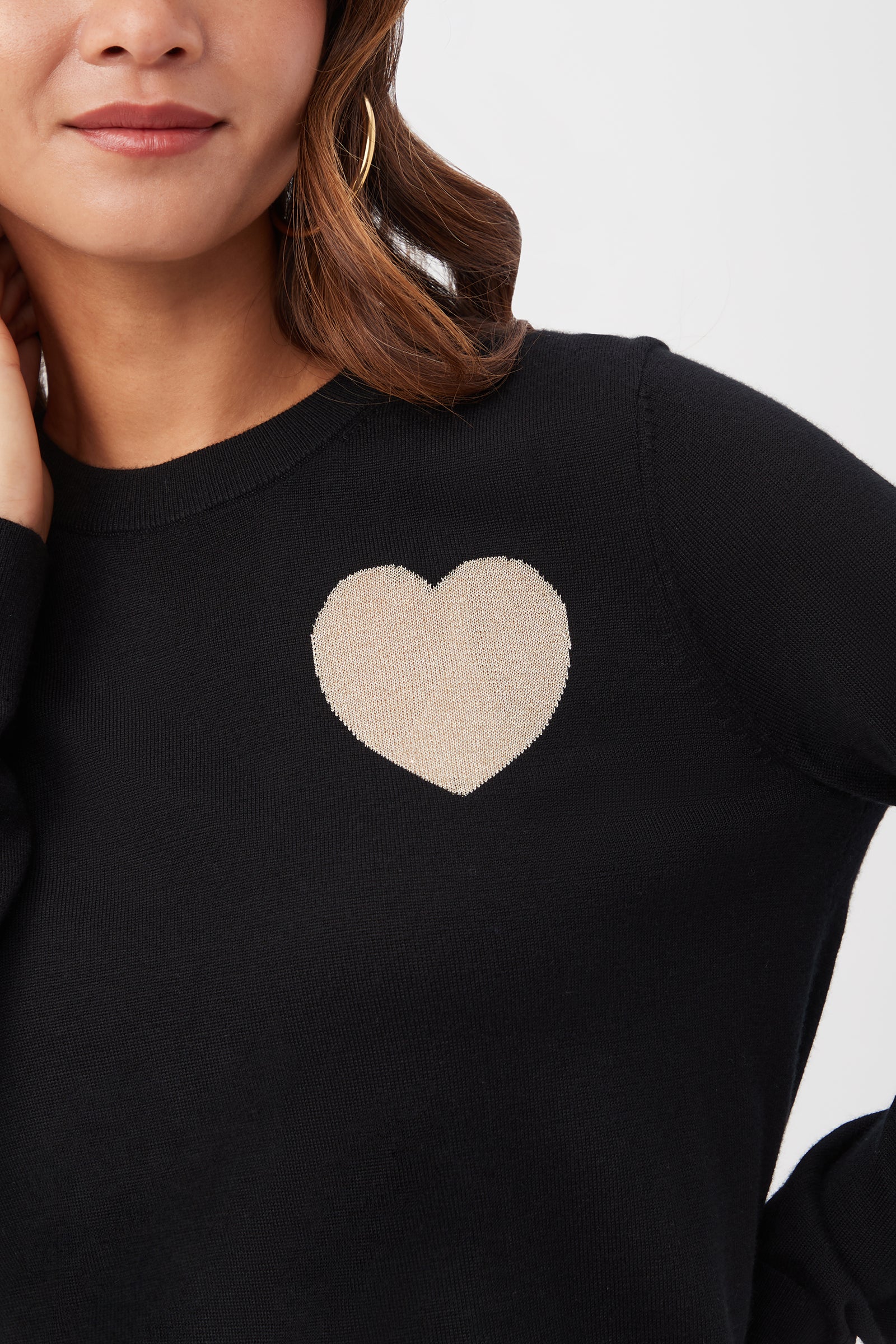 Gold Heart Merino Wool Crewneck Sweater - Image 5