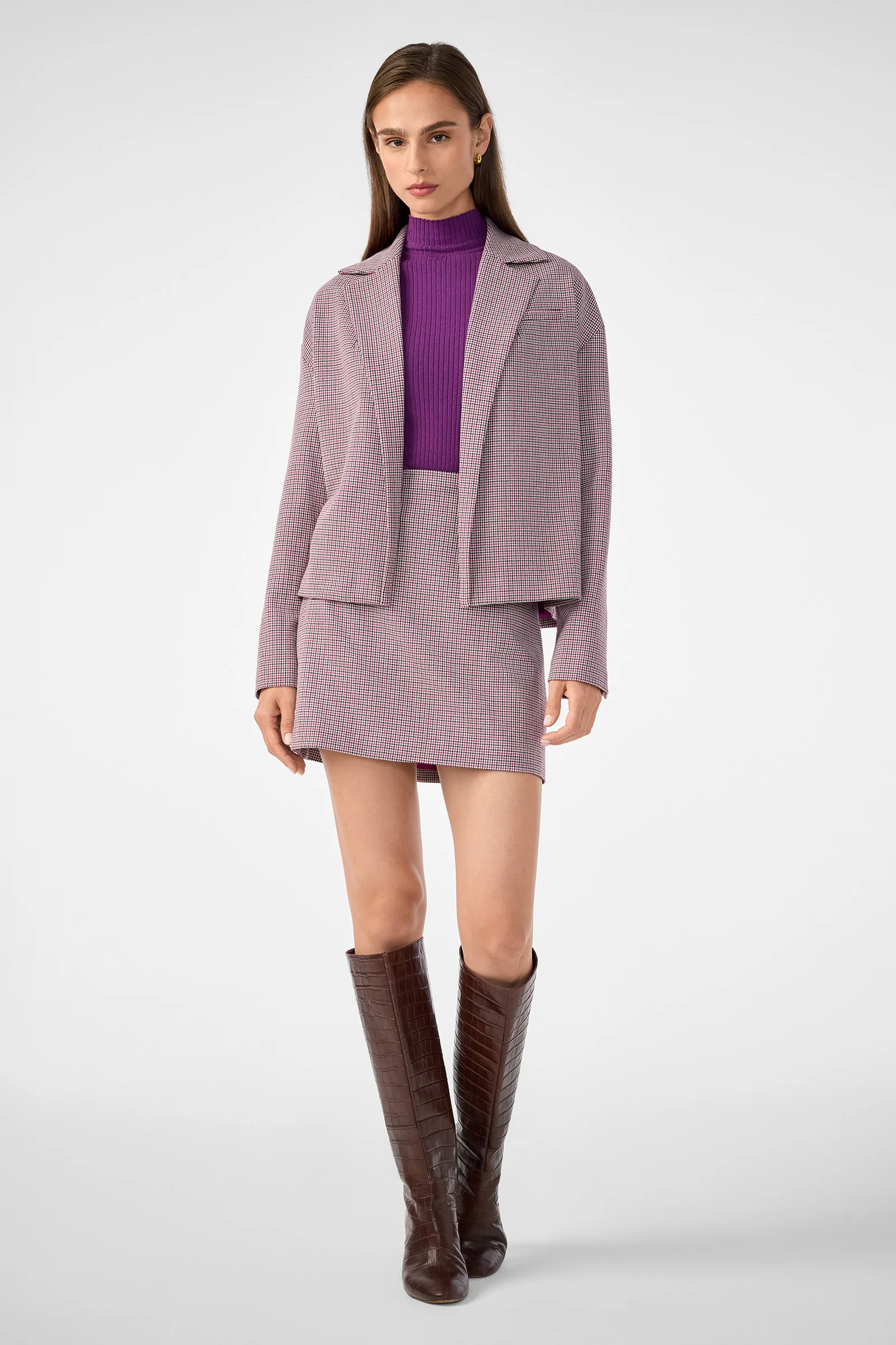 High Rise Rico Skirt - Hickory Houndstooth - Image 2