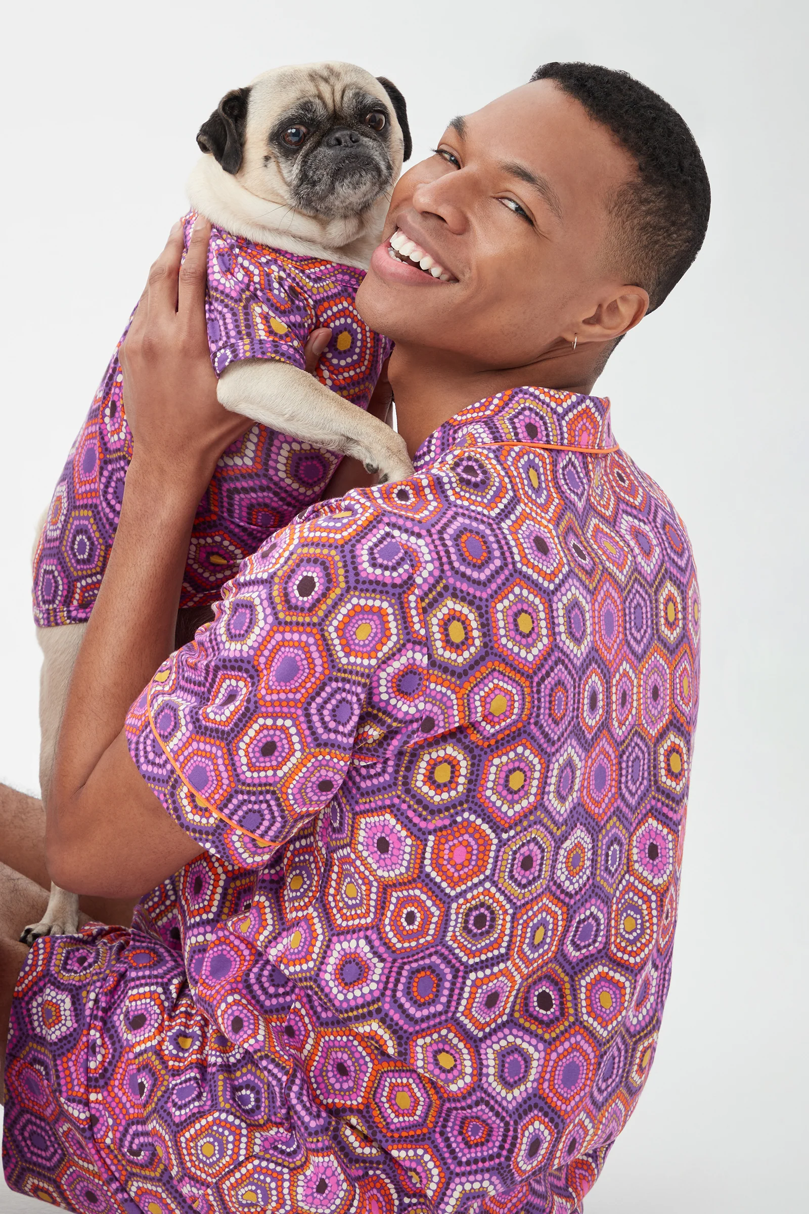 Honeycomb Dots Short Sleeve Jersey Dog Pajama Shirt - Image 3
