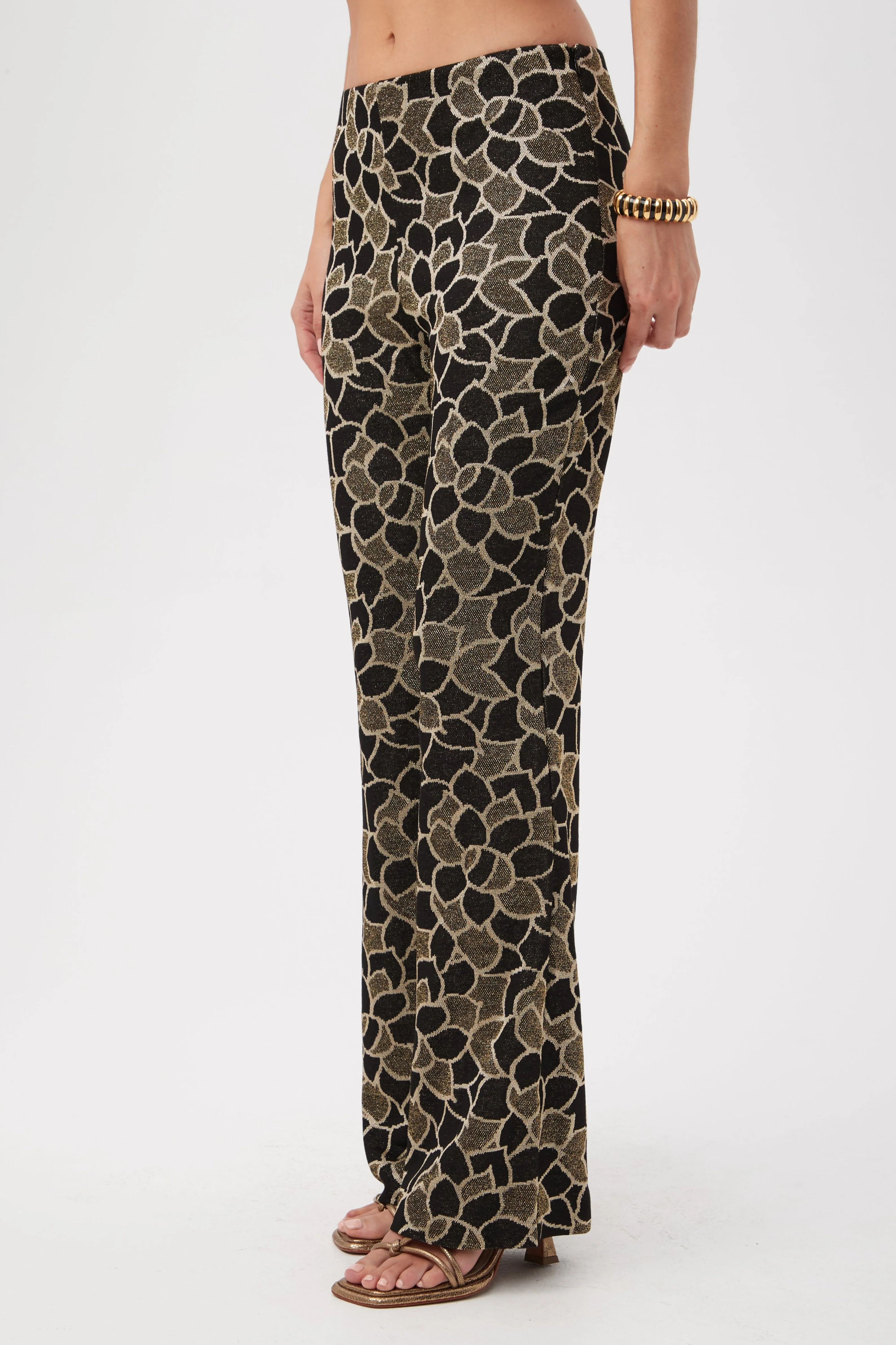 Jacoba Metallic Knit Jacquard Bootcut Pant - Image 4