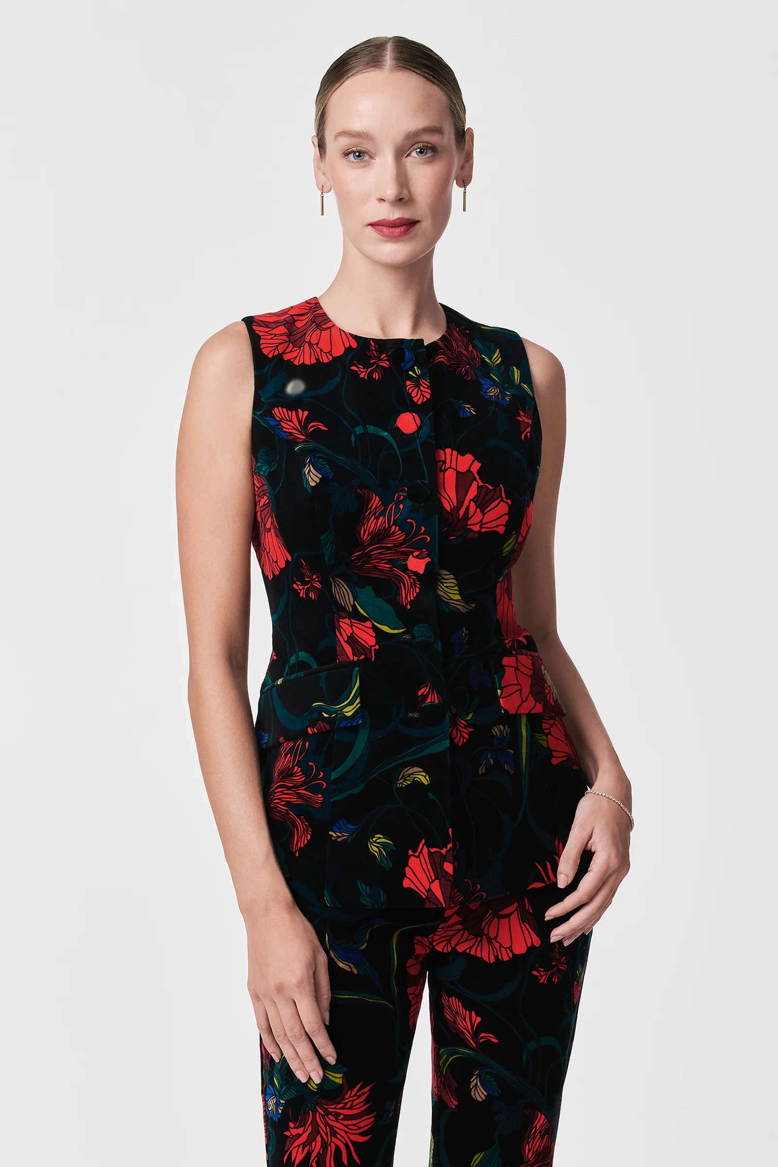 Kary Printed Velvet Vest