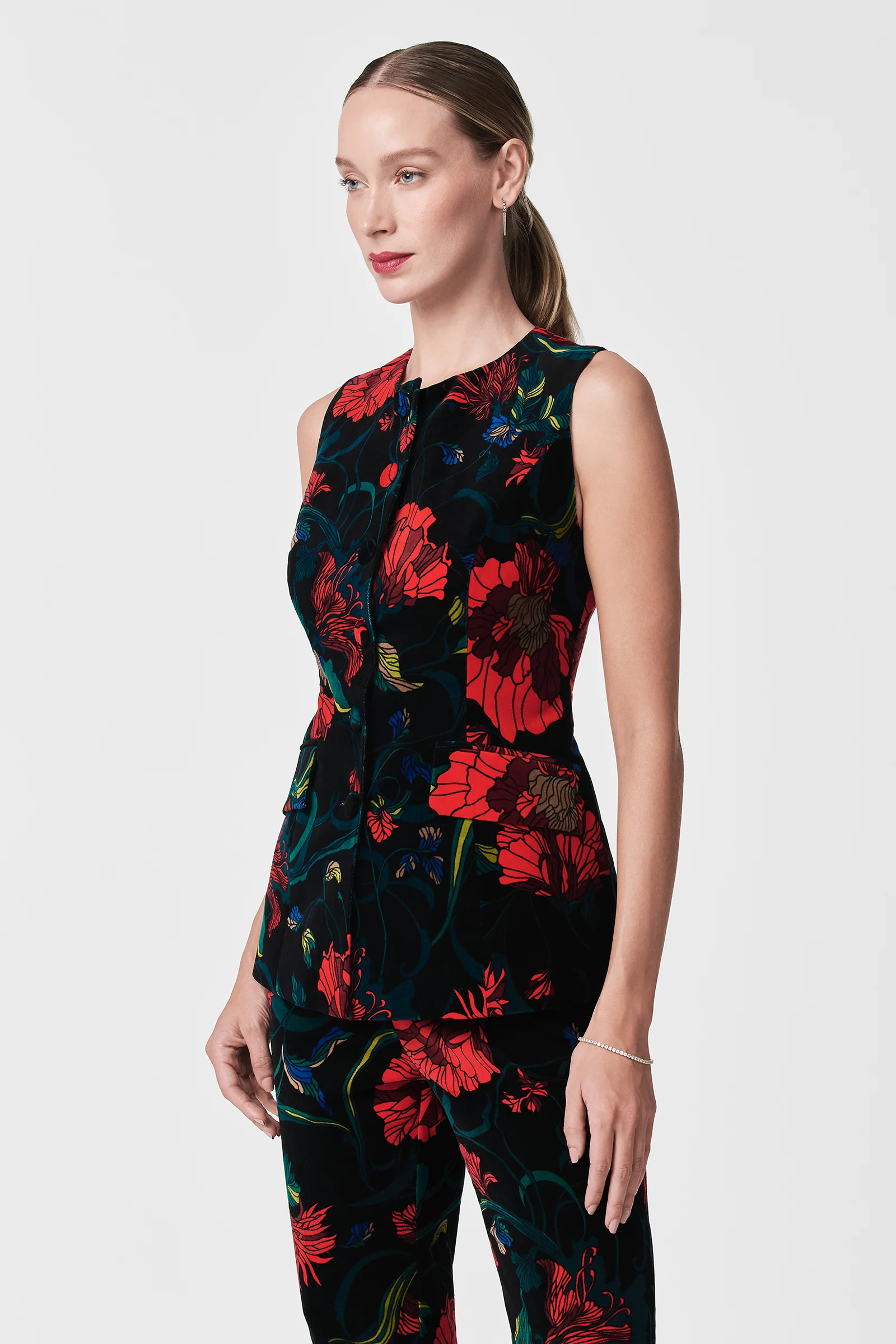 Kary Printed Velvet Vest - Image 3