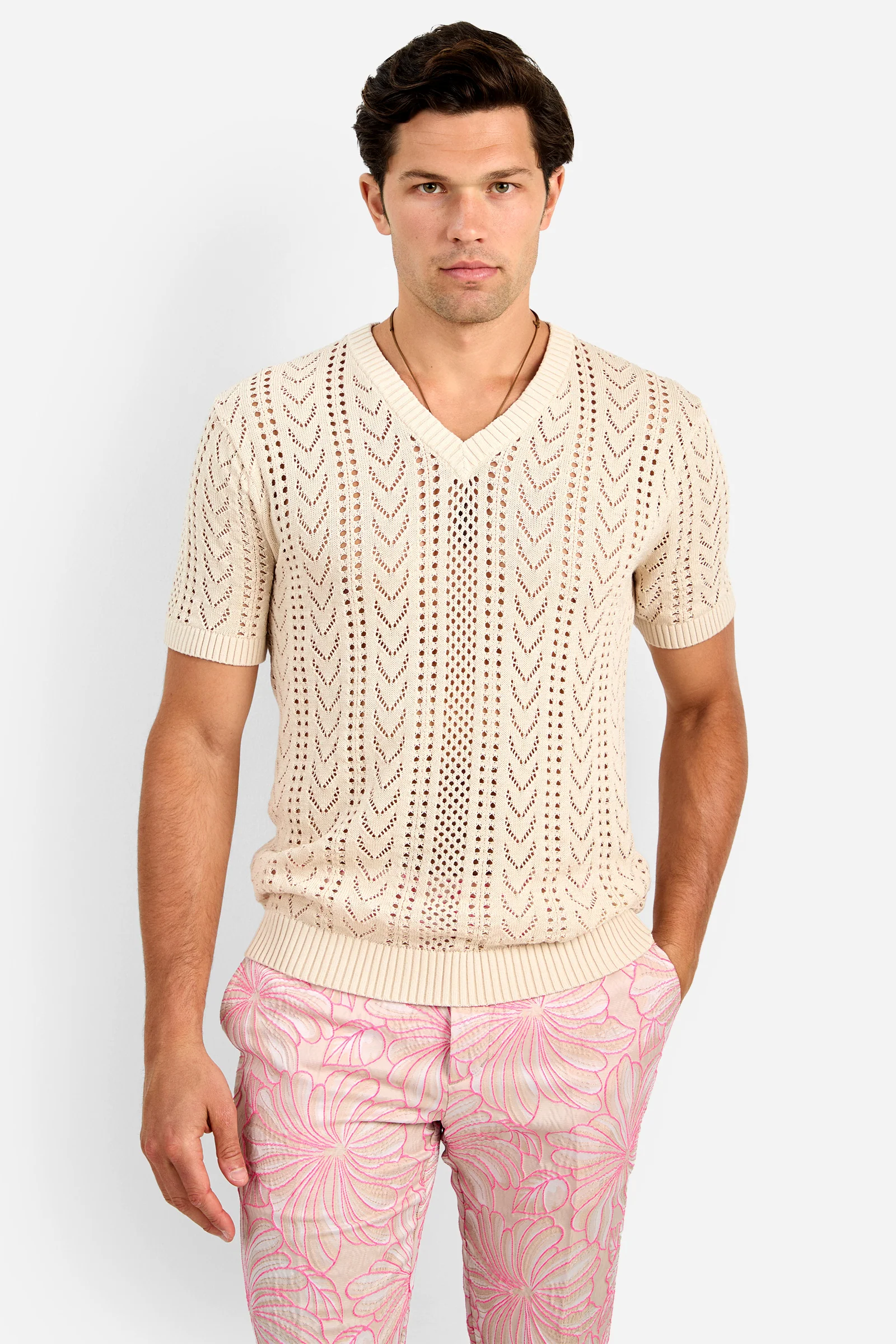 Keanu Crochet V-neck Sweater