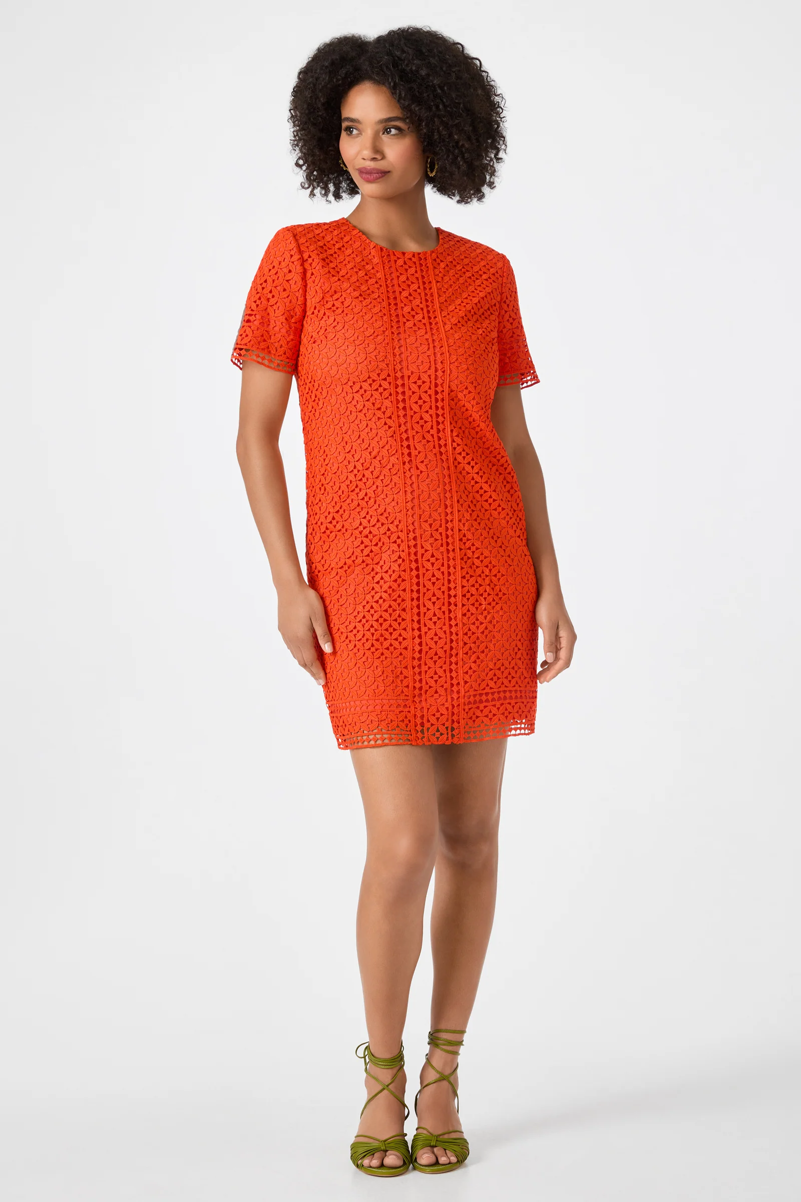 Kimasu Short-Sleeve Lace Mini Dress