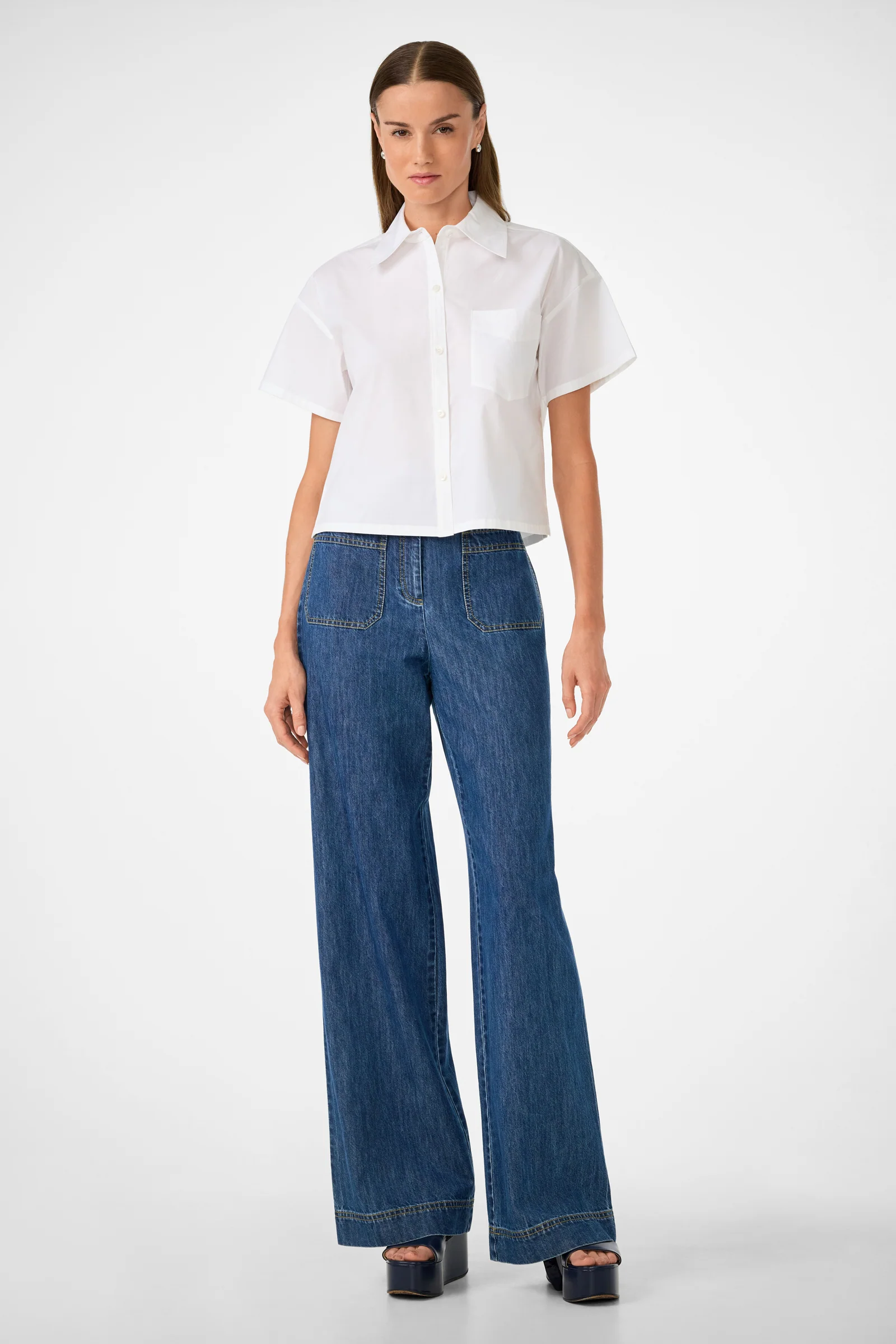 Komore Cropped Button-Front Top