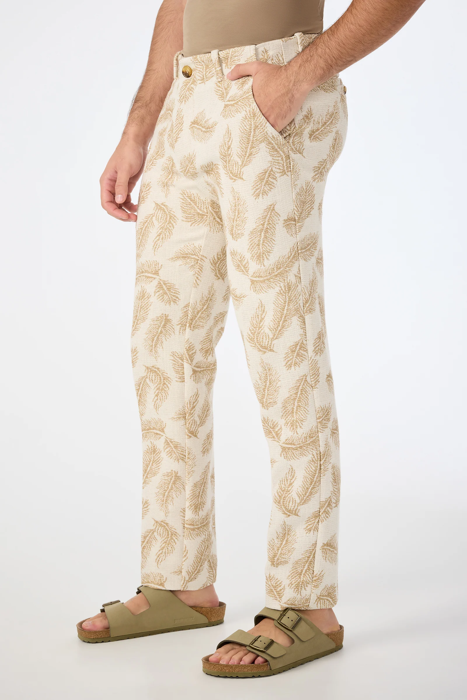 Alex Slim Trouser - Desert Fronds Jacquard - Image 3