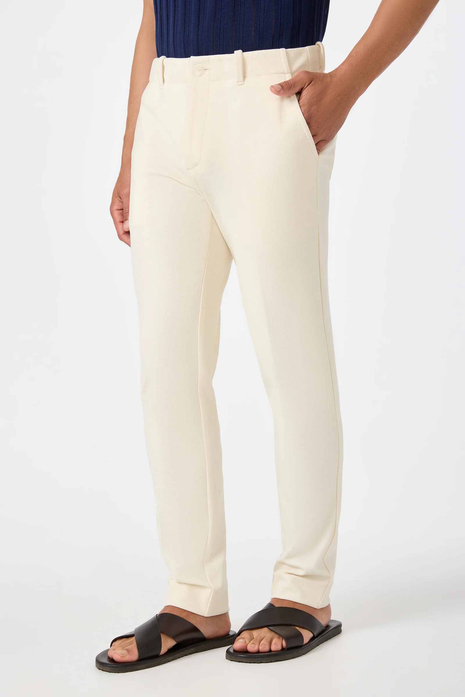 Alex Slim Trouser - Ecru - Image 3