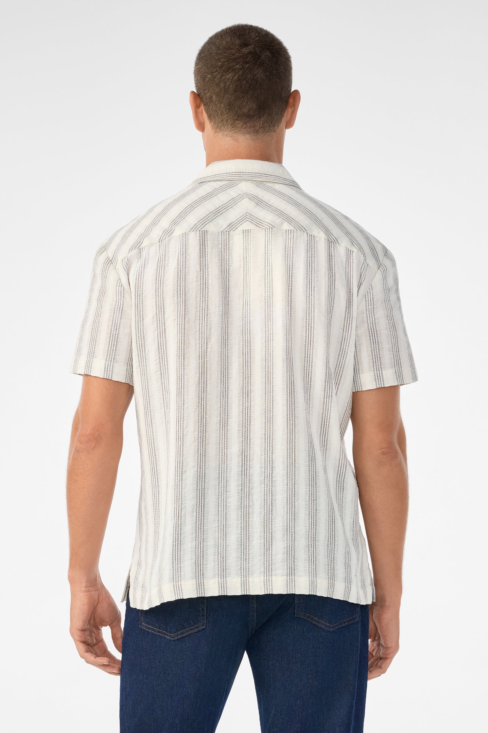 Angelo Short-Sleeve Shirt - Stripe Gauze - Image 4