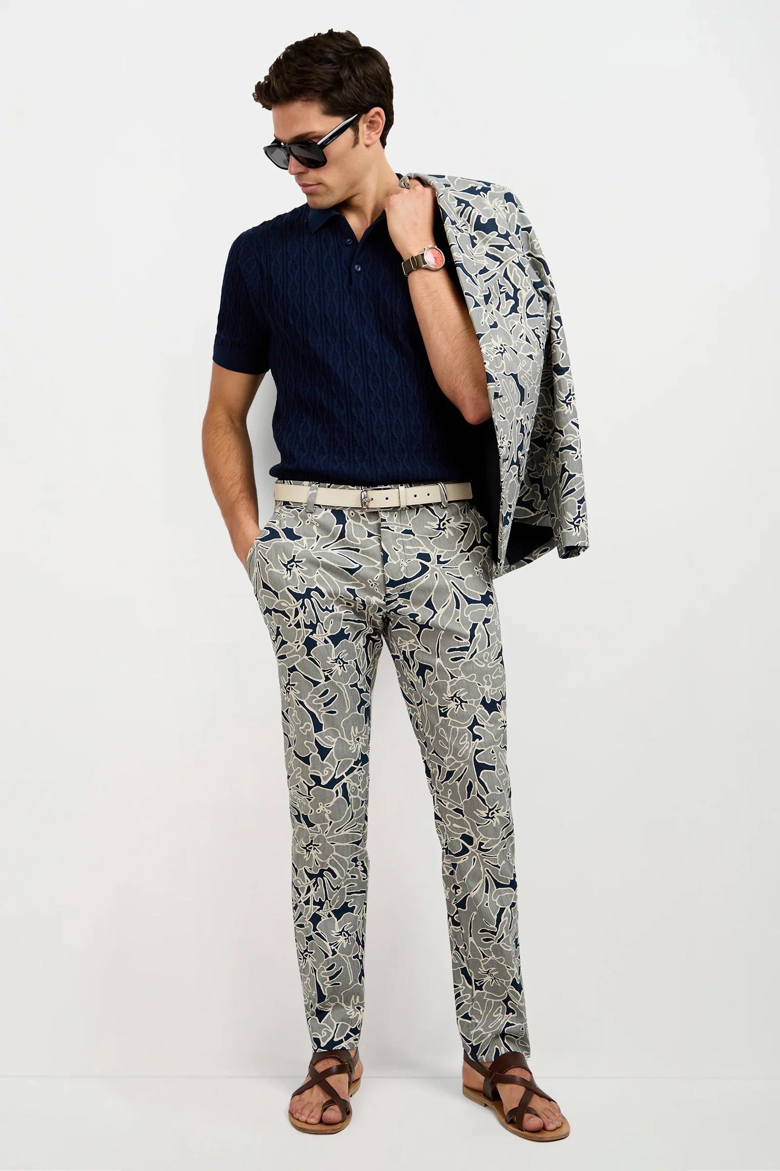 Clyde Slim Trouser - Artsy Floral Jacquard