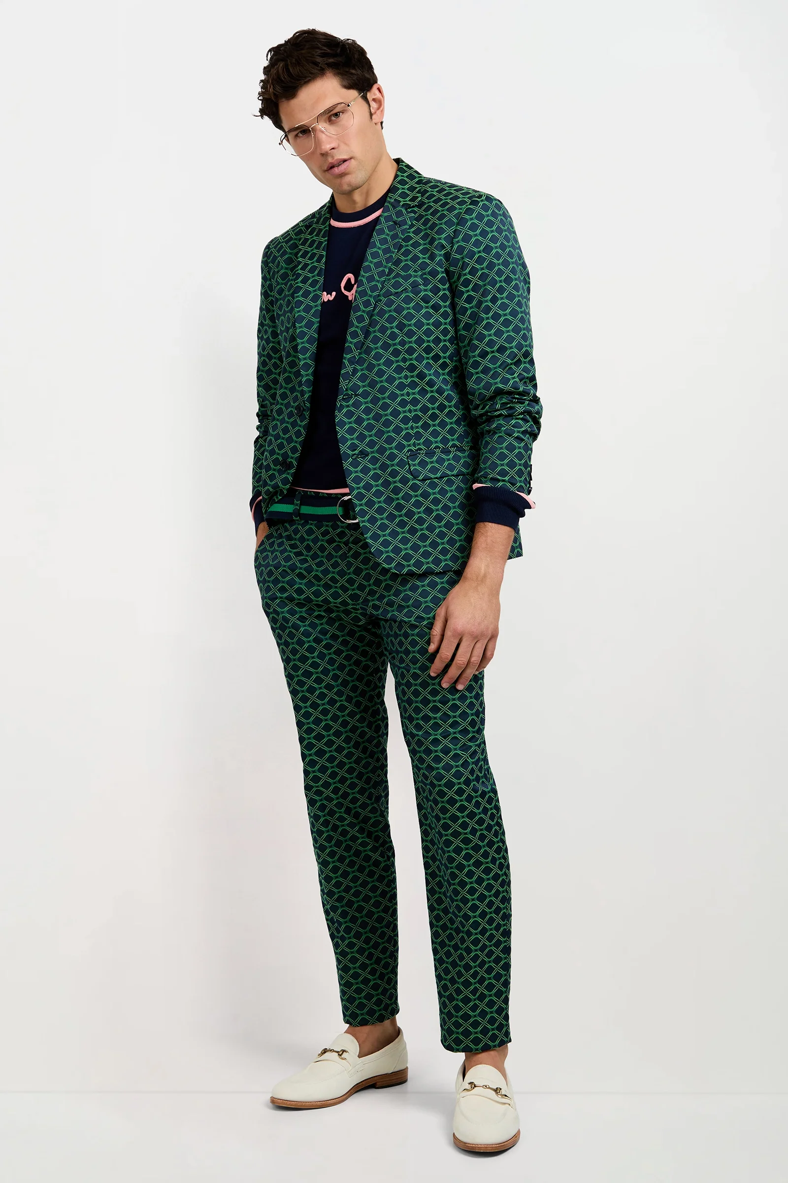 Clyde Slim Trouser - Clover Geo Jacquard