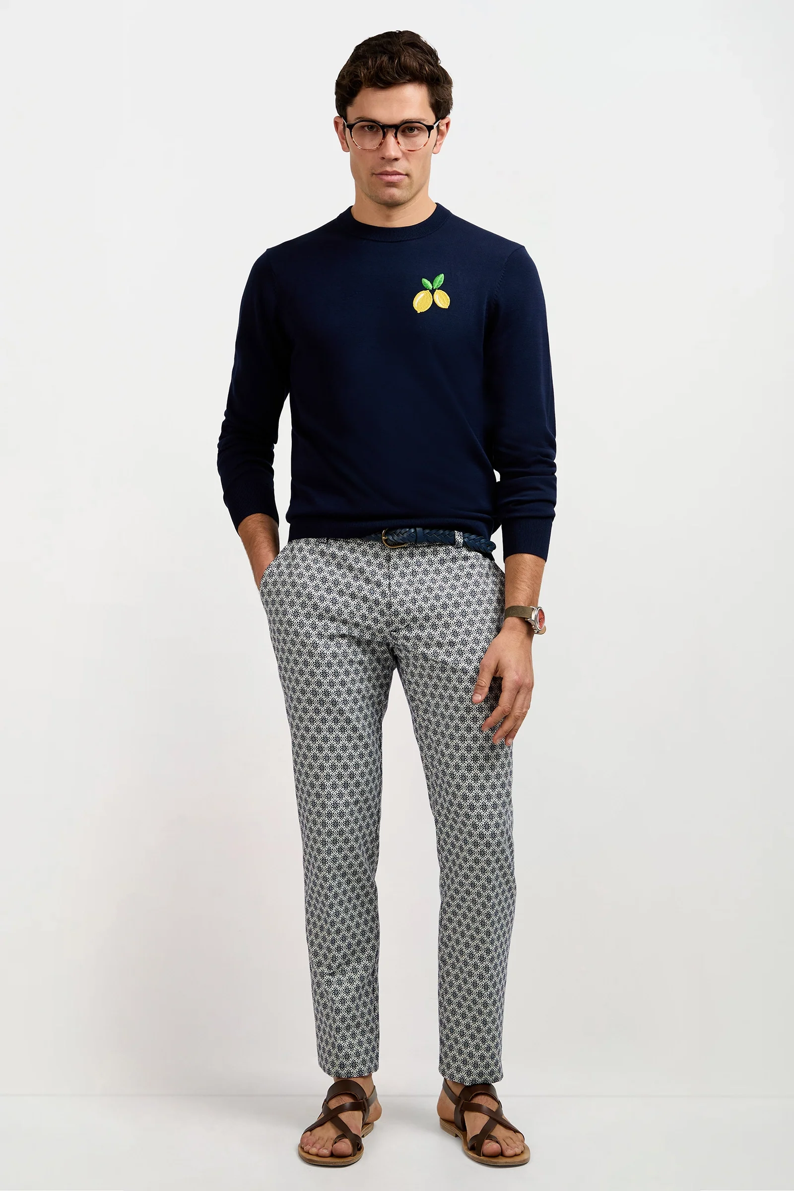 Clyde Slim Trouser - Daisy Jacquard