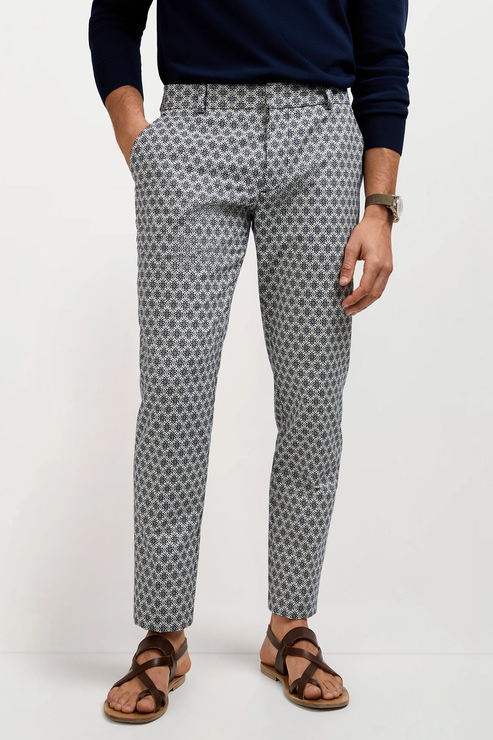 Clyde Slim Trouser - Daisy Jacquard - Image 2