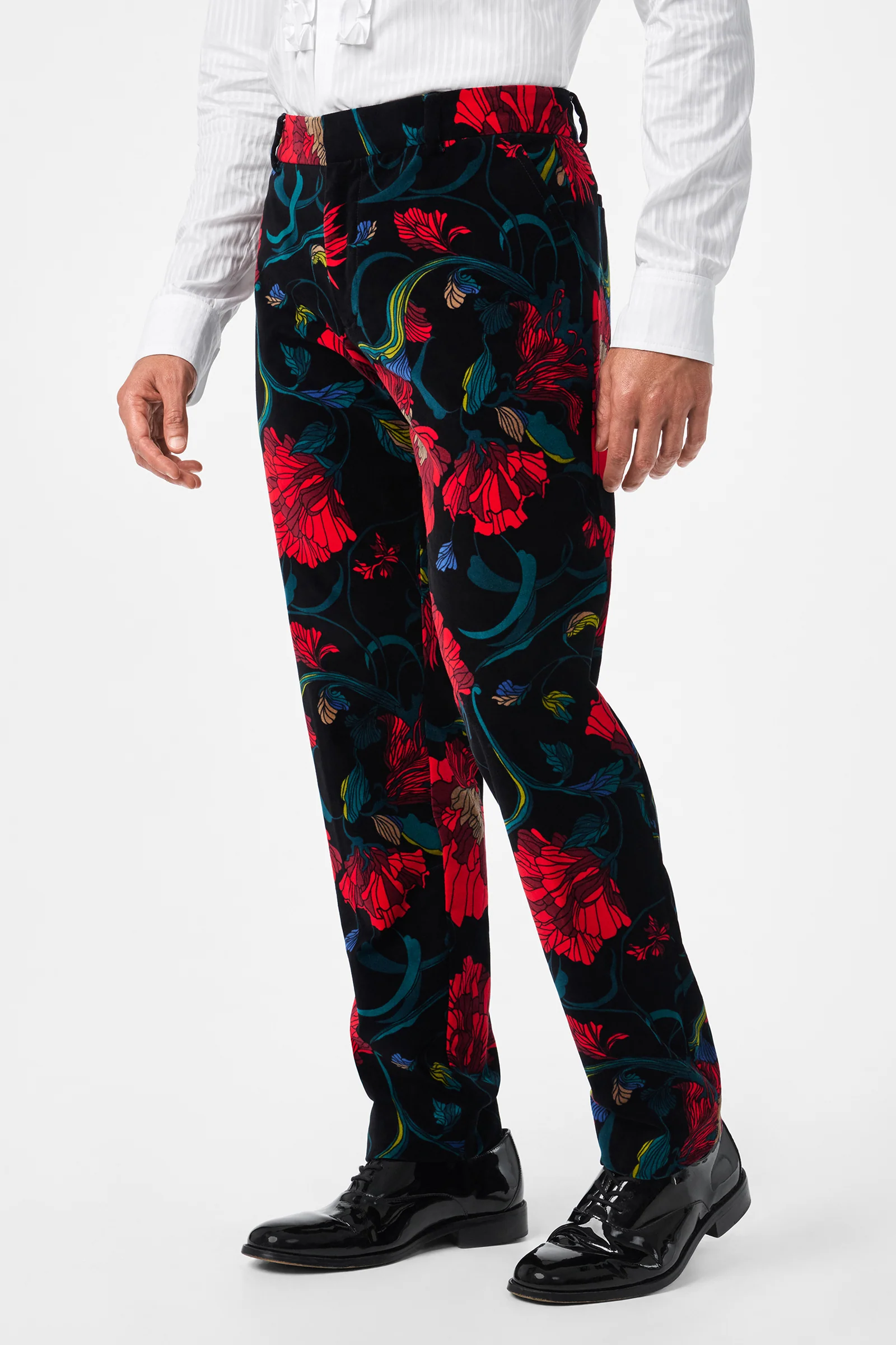 Clyde Slim Printed Velvet Trouser - Image 3