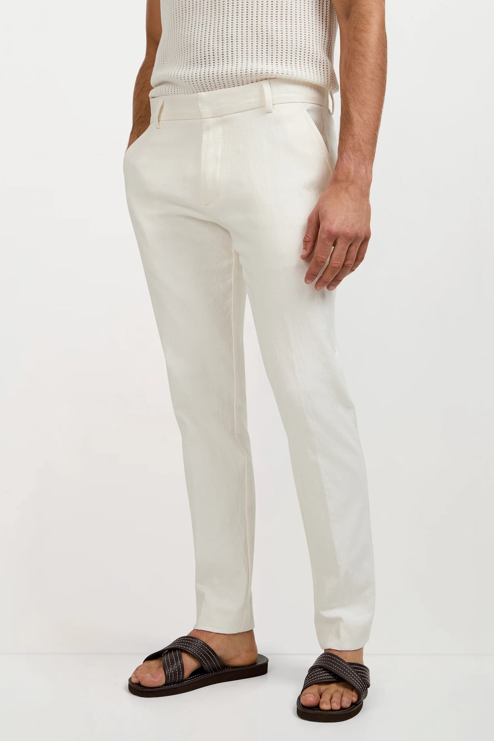 Clyde Slim Trouser - Tegola Textured Jacquard - Image 3