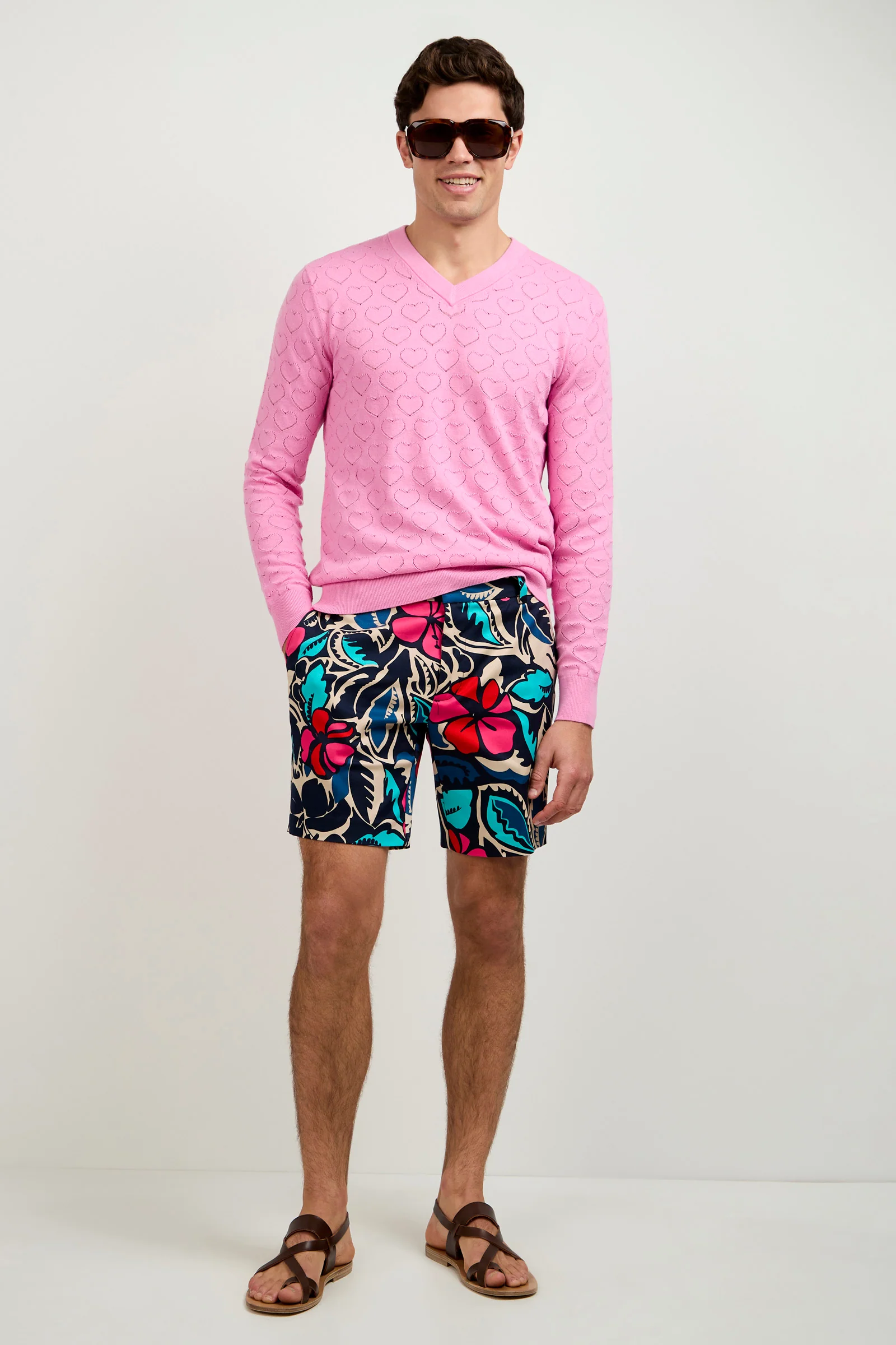 Eros Heart Pointelle V-Neck Sweater